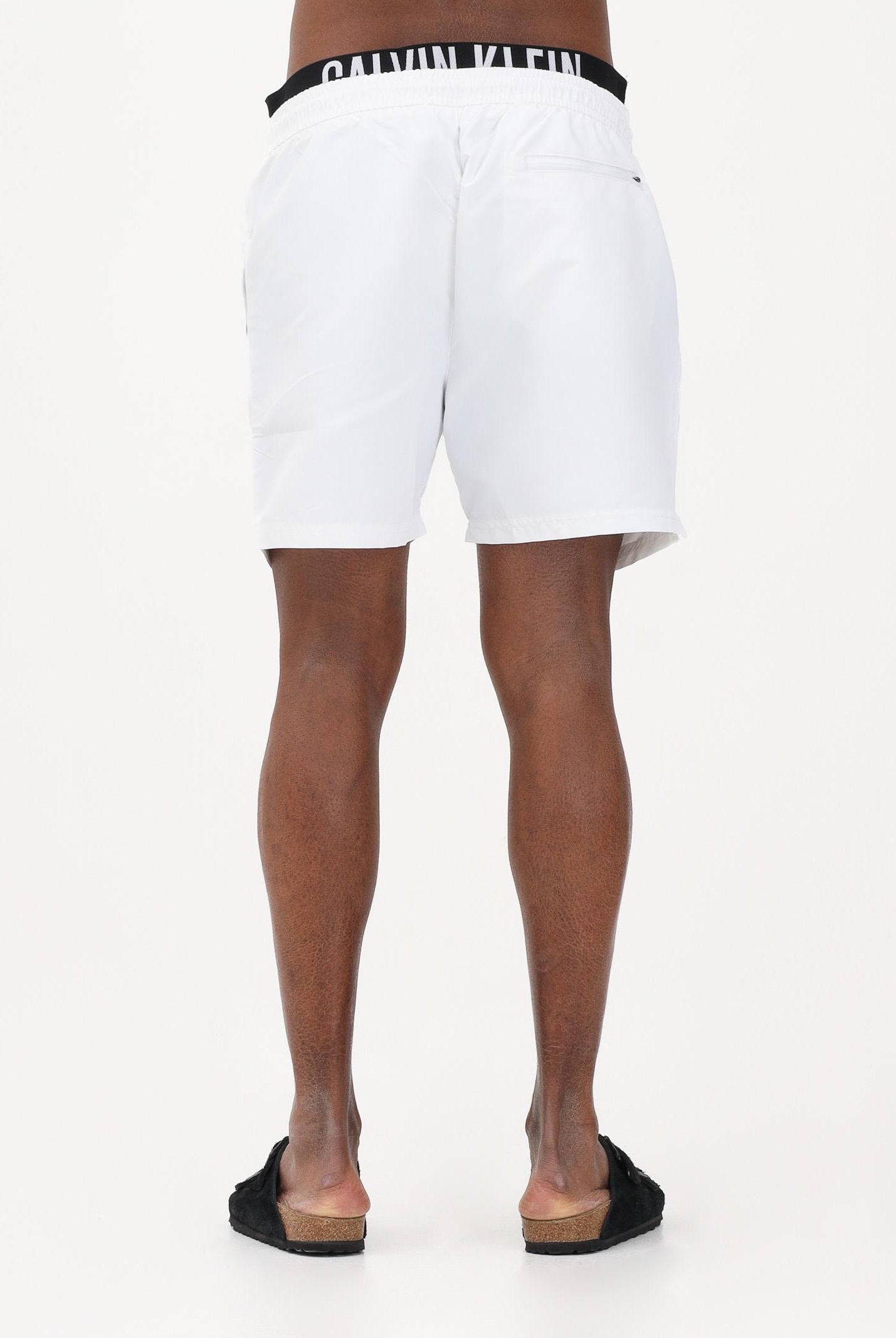 CALVIN KLEIN Shorts mare bianco da uomo con elastico logato LV00N61015 100 CALVIN KLEIN