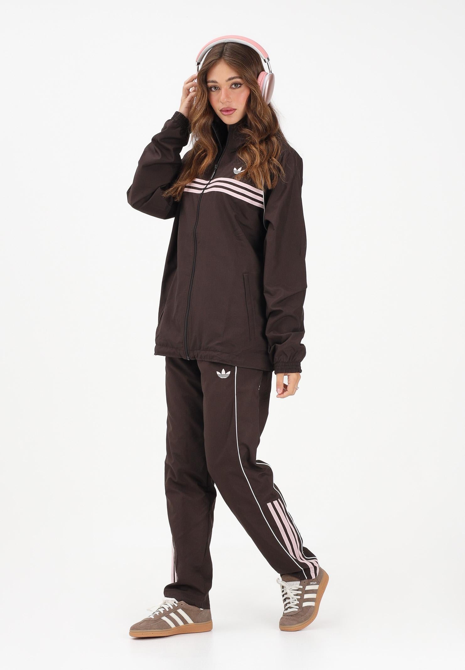ADIDAS ORIGINALS Pantalone sportivo HALF STRIPES marrone e rosa per uomo e donna KC6441 . ADIDAS ORIGINALS