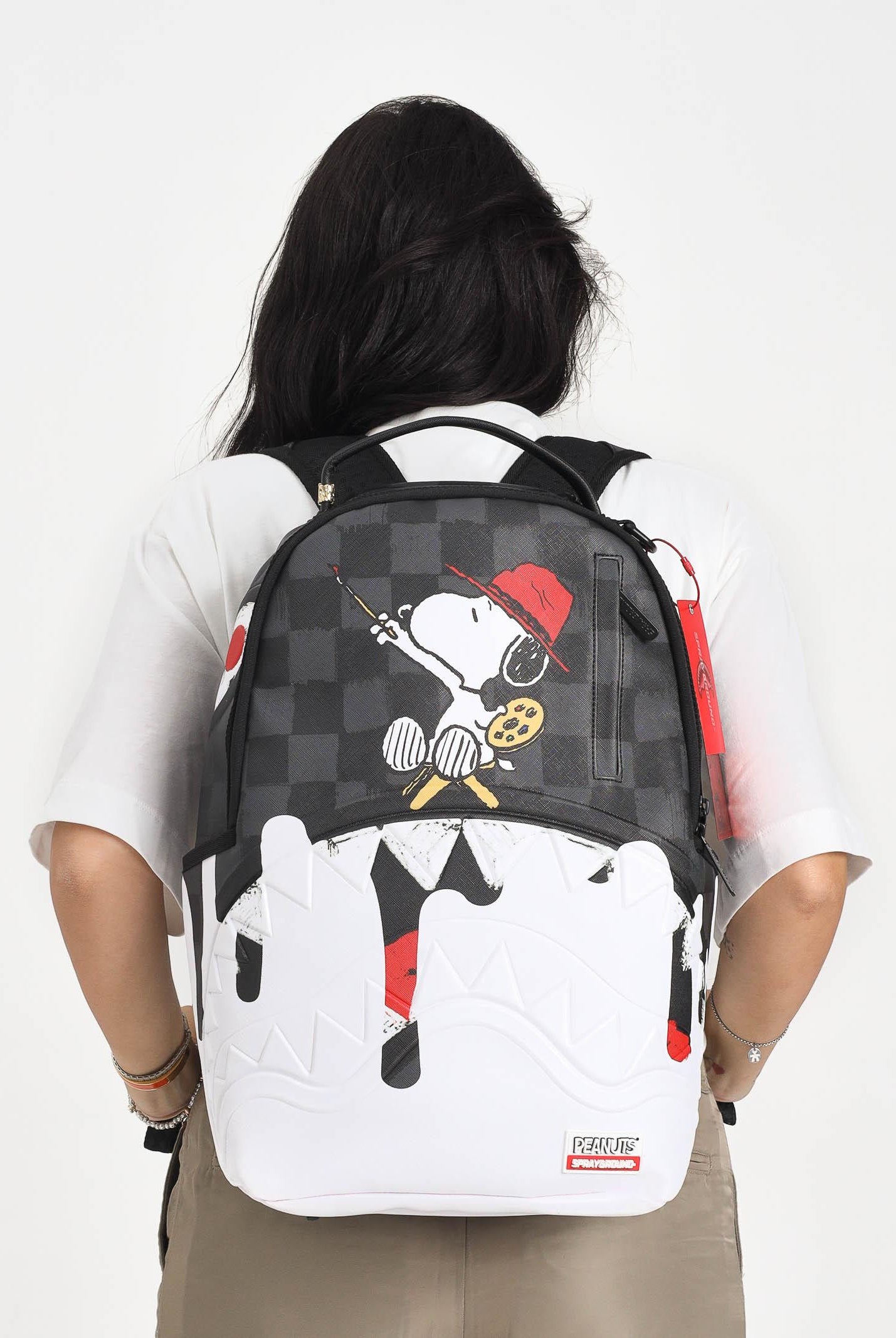 SPRAYGROUND Zaino SNOOPY PAINTING SHARK DLXSV bianco e nero per uomo e donna 910B7686NSZ SPRAYGROUND