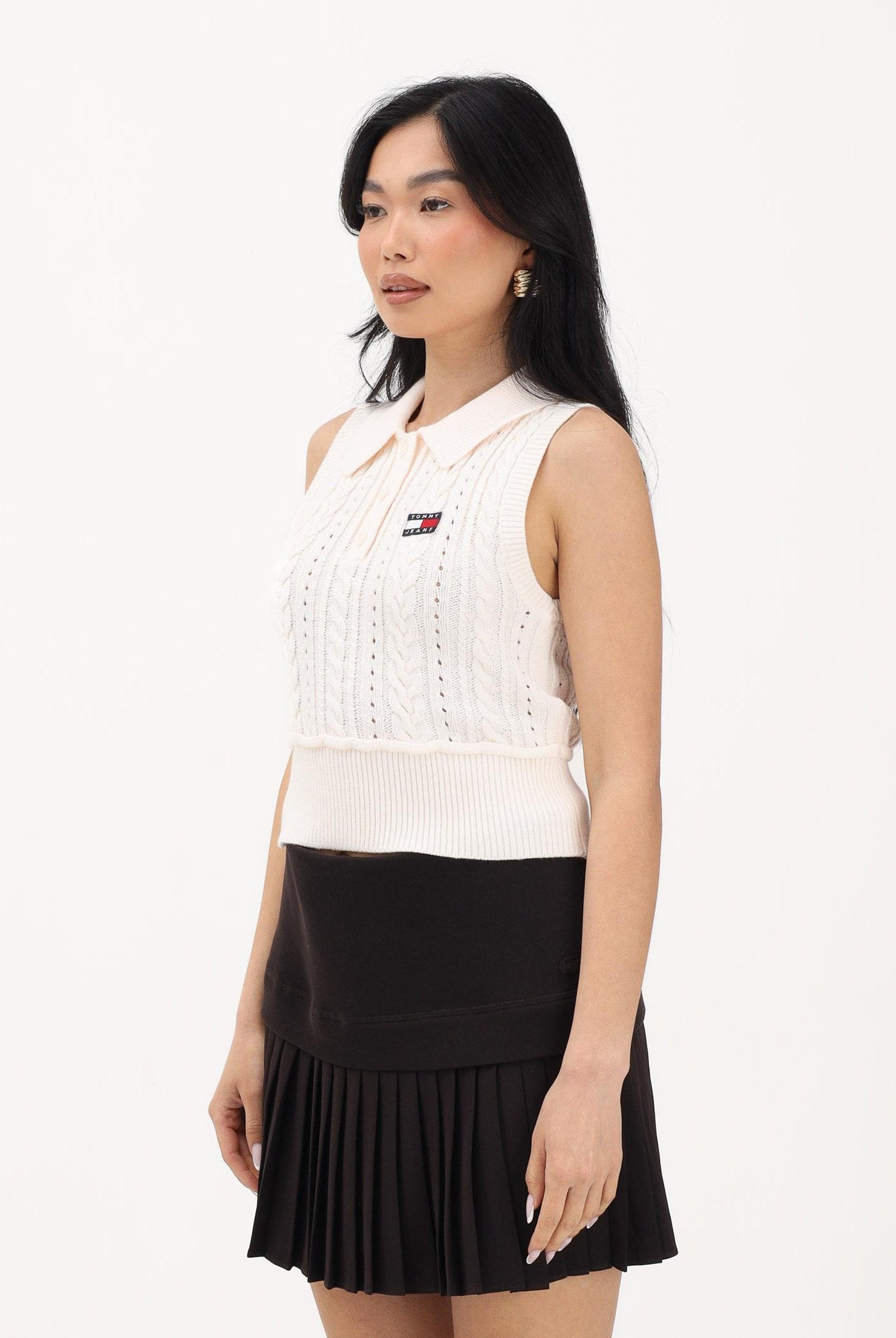 TOMMY JEANS Top in maglia panna da donna DW0DW22318 YBH TOMMY JEANS