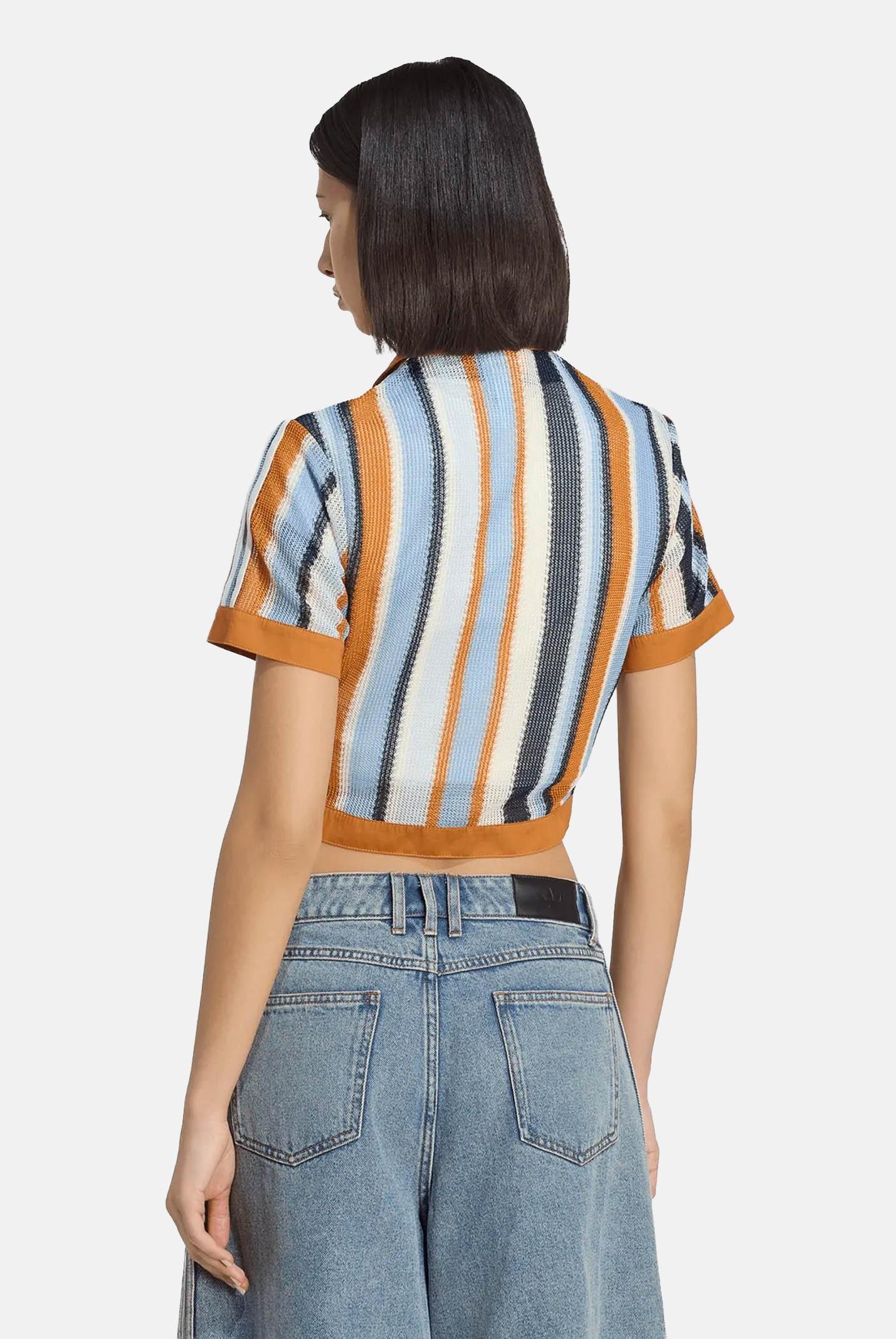 ADIDAS ORIGINALS Camicia crop SUMMER GLOW STRIPED multicolore da donna<BR/> KY8139 . ADIDAS ORIGINALS