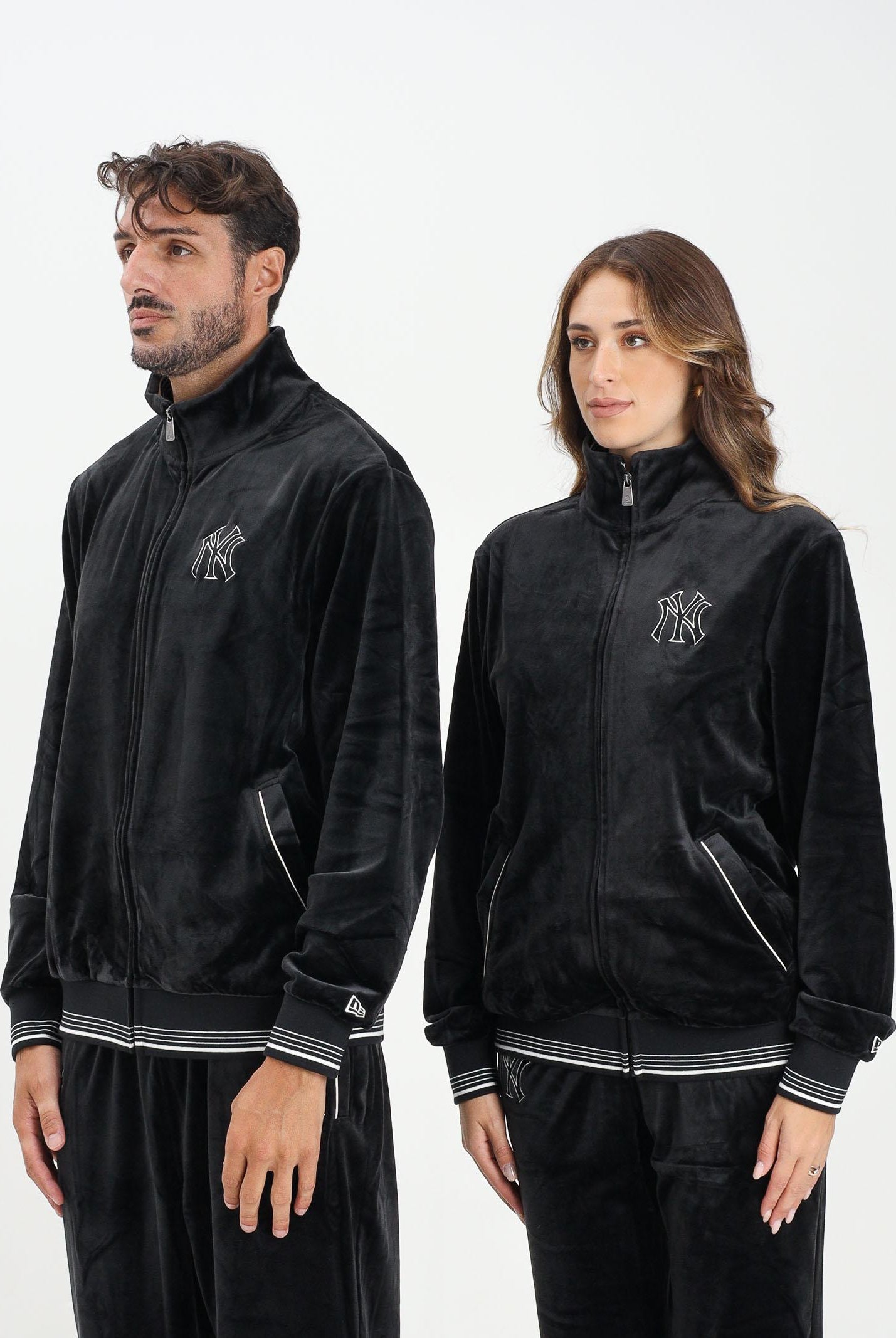 NEW ERA Felpa con zip New York Yankees MLB Velour nera per uomo e donna 60684343 . NEW ERA