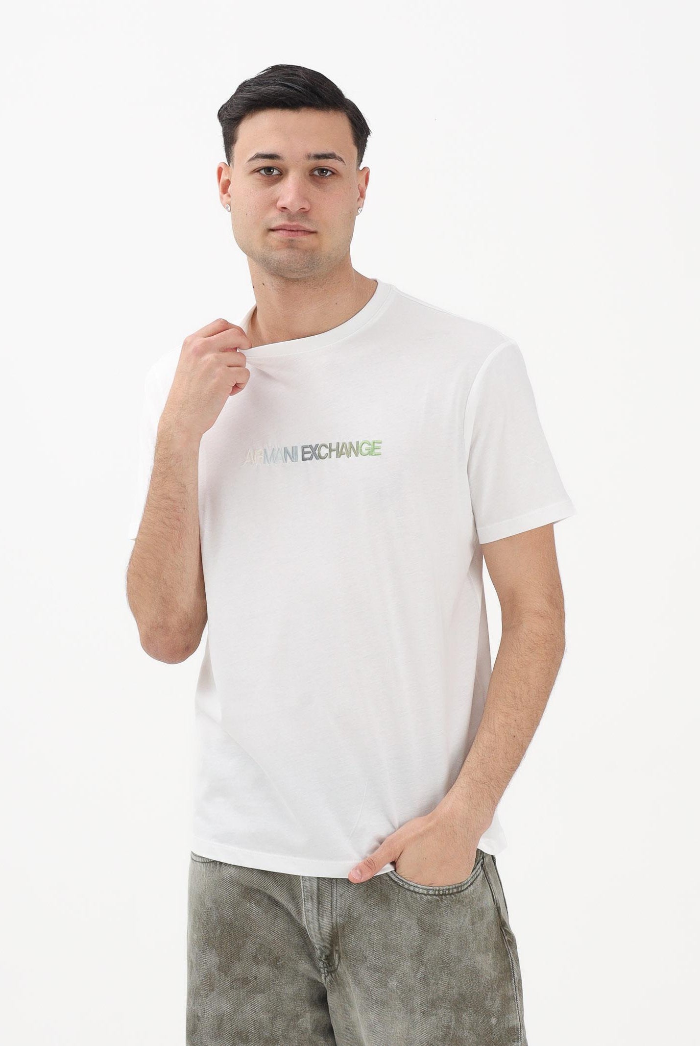 ARMANI EXCHANGE T-shirt a manica corta bianca da uomo con logo XM002785AF10358 U0009 ARMANI EXCHANGE