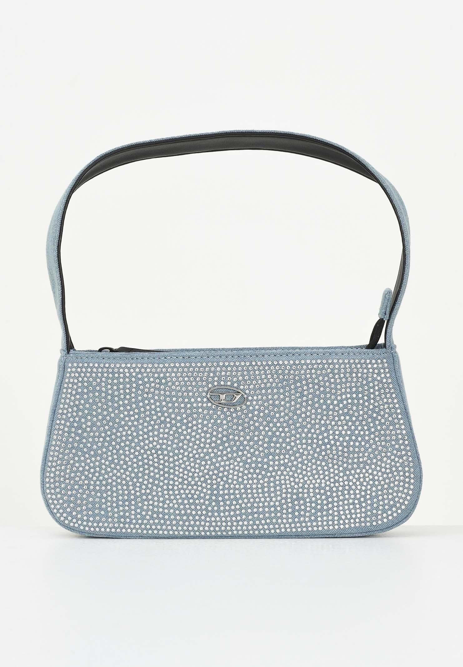 DIESEL Borsa a spalla WJULIE in denim da donna con strass applicati J02530KXBRM K01 DIESEL