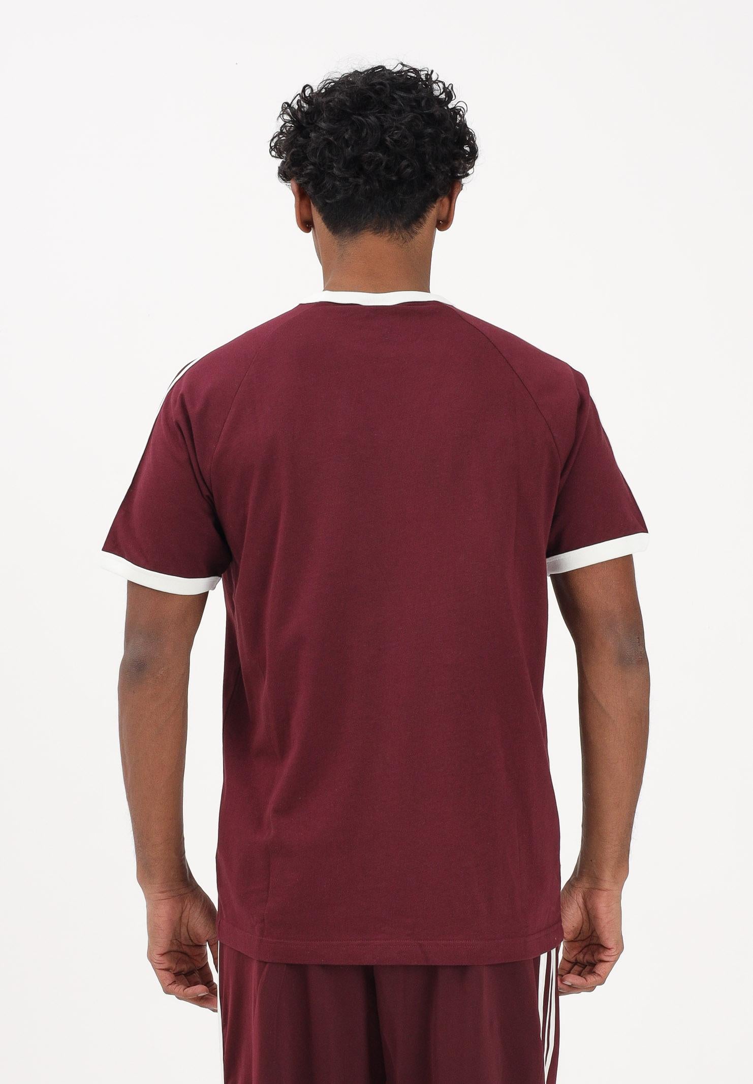 ADIDAS ORIGINALS T-shirt a manica corta 3 STRIPES bordeaux da uomo KQ9639 . ADIDAS ORIGINALS