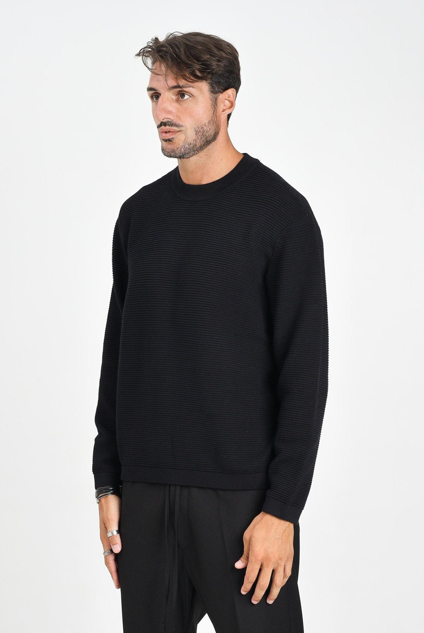 ARMANI EXCHANGE Maglioncino girocollo blu da uomo realizzato in maglia a coste XM000895AF10454 UB101 ARMANI EXCHANGE