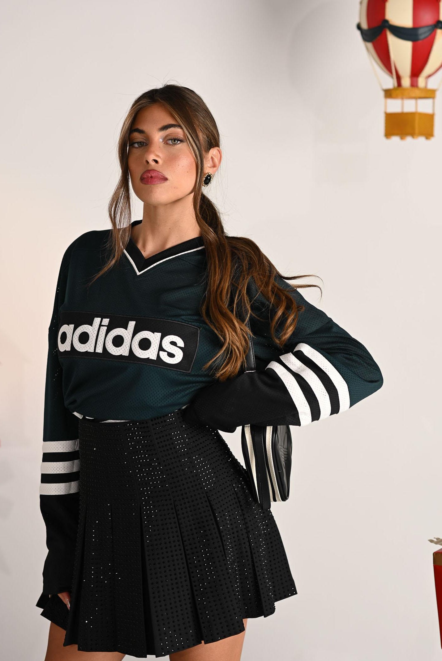 ADIDAS ORIGINALS T-shirt a manica lunga 90s Adidas Hockey Jersey Vintage verde e nera da uomo JV8467 . ADIDAS ORIGINALS