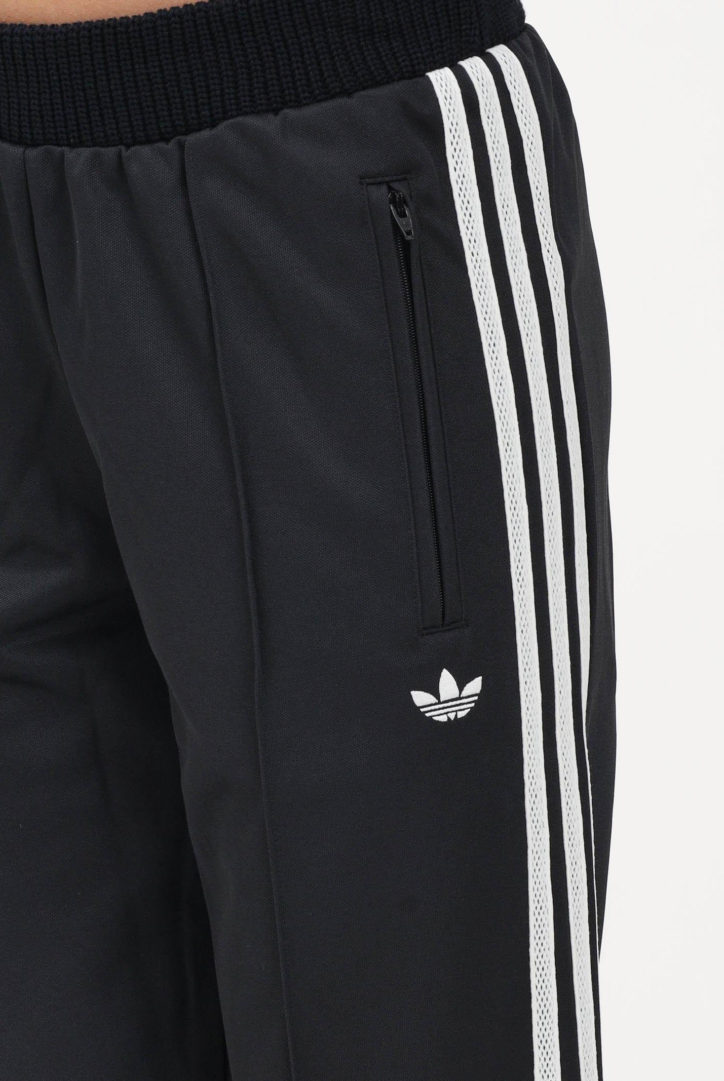 ADIDAS ORIGINALS Pantalone sportivo Firebird nero da donna con dettagli in maglia all'uncinetto KD5443 . ADIDAS ORIGINALS