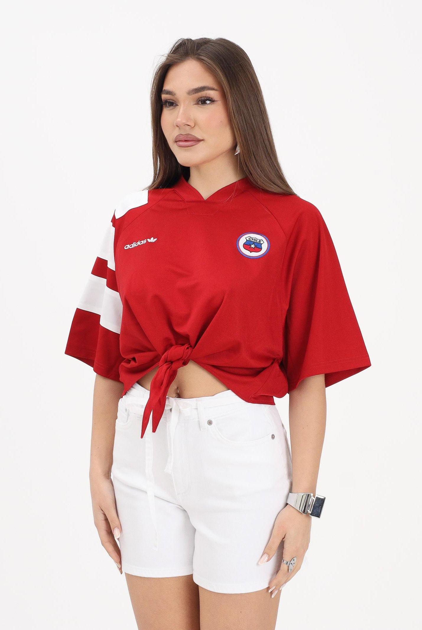 ADIDAS ORIGINALS T-shirt a manica corta Chile Reconstructed Bringback rossa da donna KD0968 . ADIDAS ORIGINALS