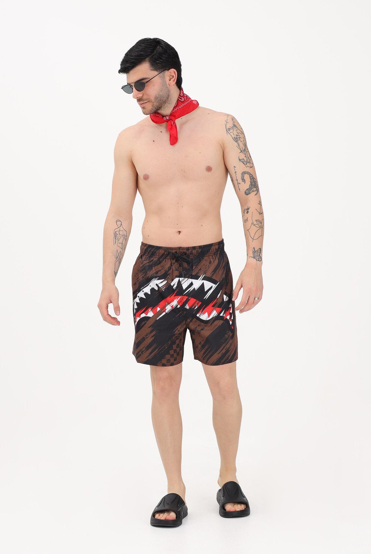 SPRAYGROUND Shorts mare SMEARED marrone e nero da uomo 910SWM2051 . SPRAYGROUND