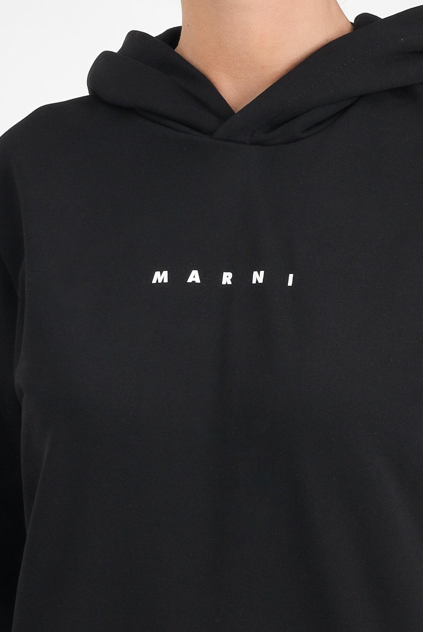 MARNI Felpa con cappuccio nera per donna, ragazzi e bambini con logo M01576M00V0 0M900 MARNI