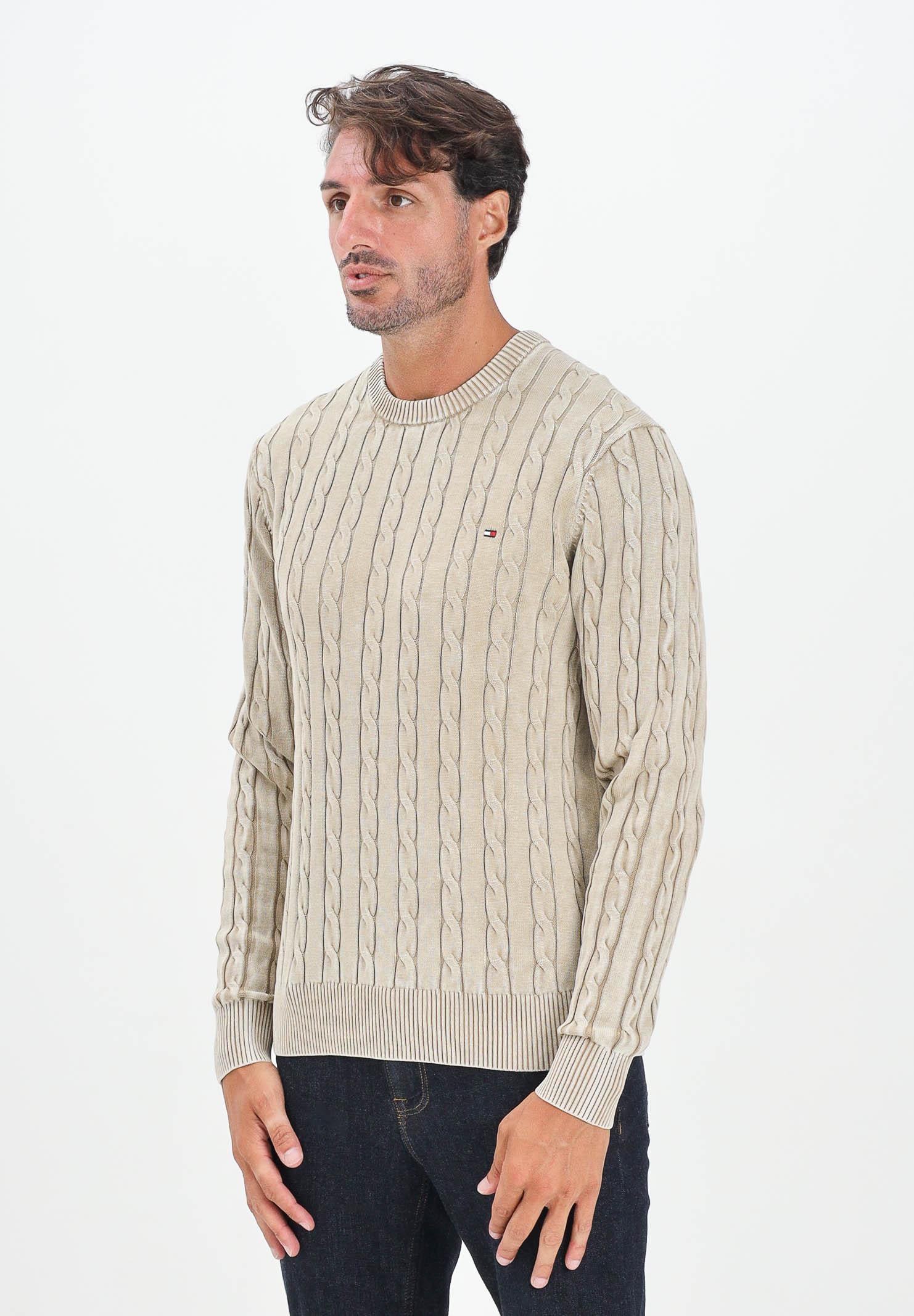 TOMMY HILFIGER Maglioncino girocollo beige da uomo MW0MW39524RBT . TOMMY HILFIGER
