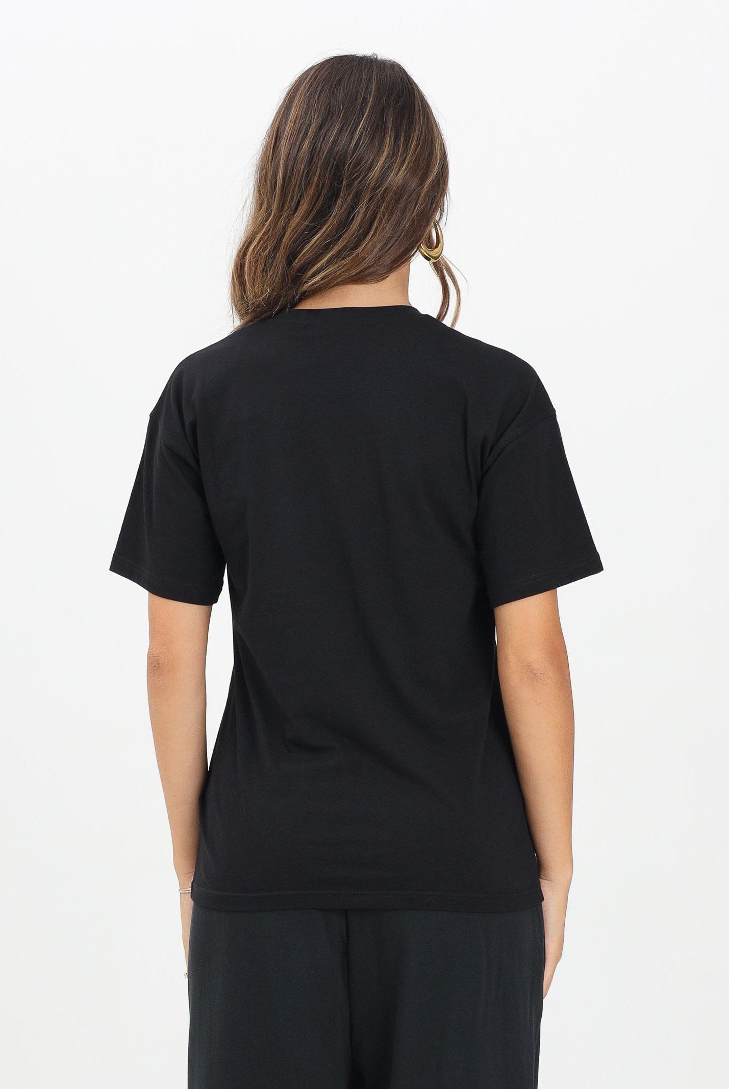 DIESEL T-shirt a manica corta nera per donna, ragazzi e bambini con maxi logo Oval D J02477KYAUN K900 DIESEL