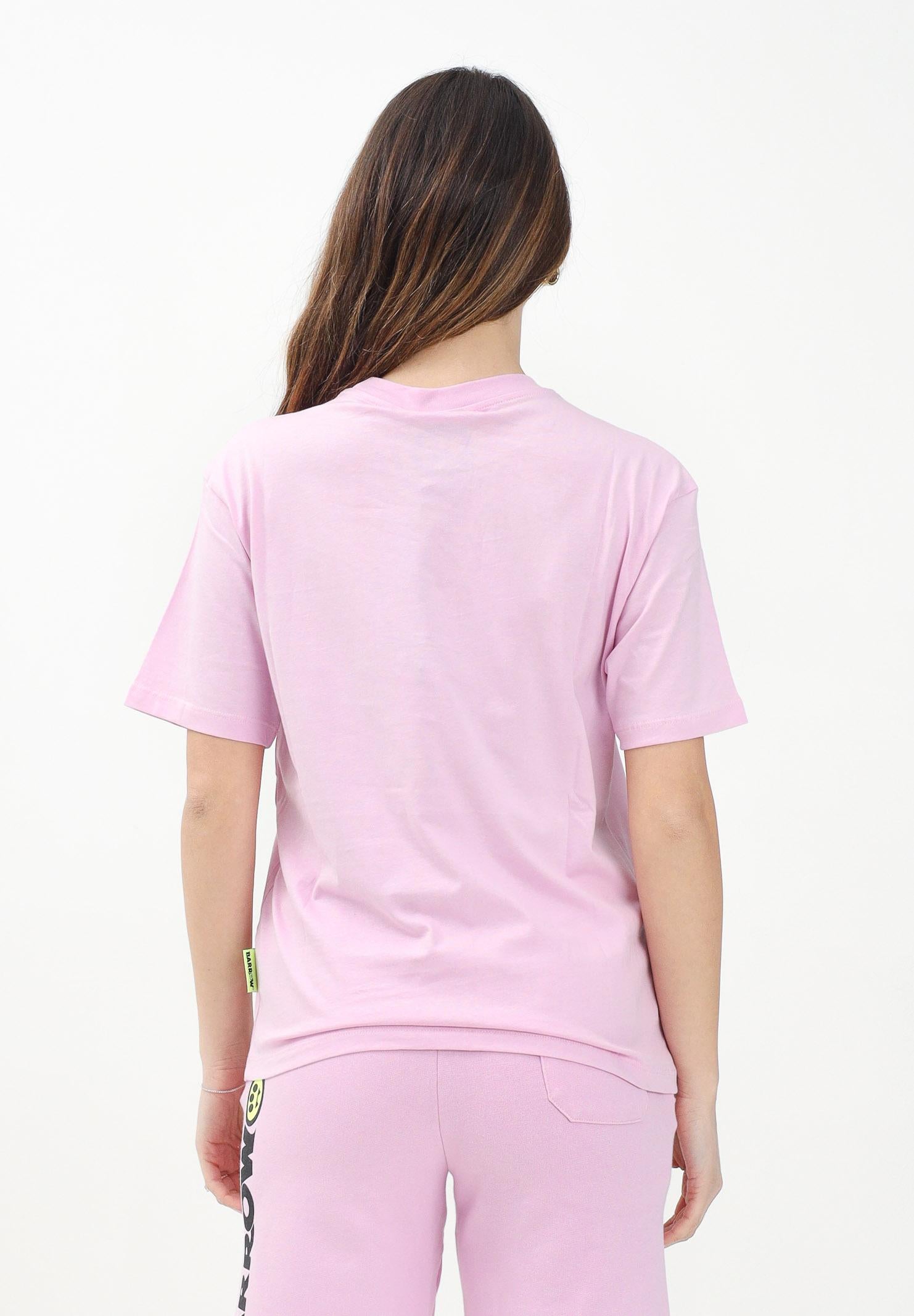 BARROW T-shirt a manica corta rosa per donna e bambine con stampa logo S5BKJUTH082 BW014 BARROW
