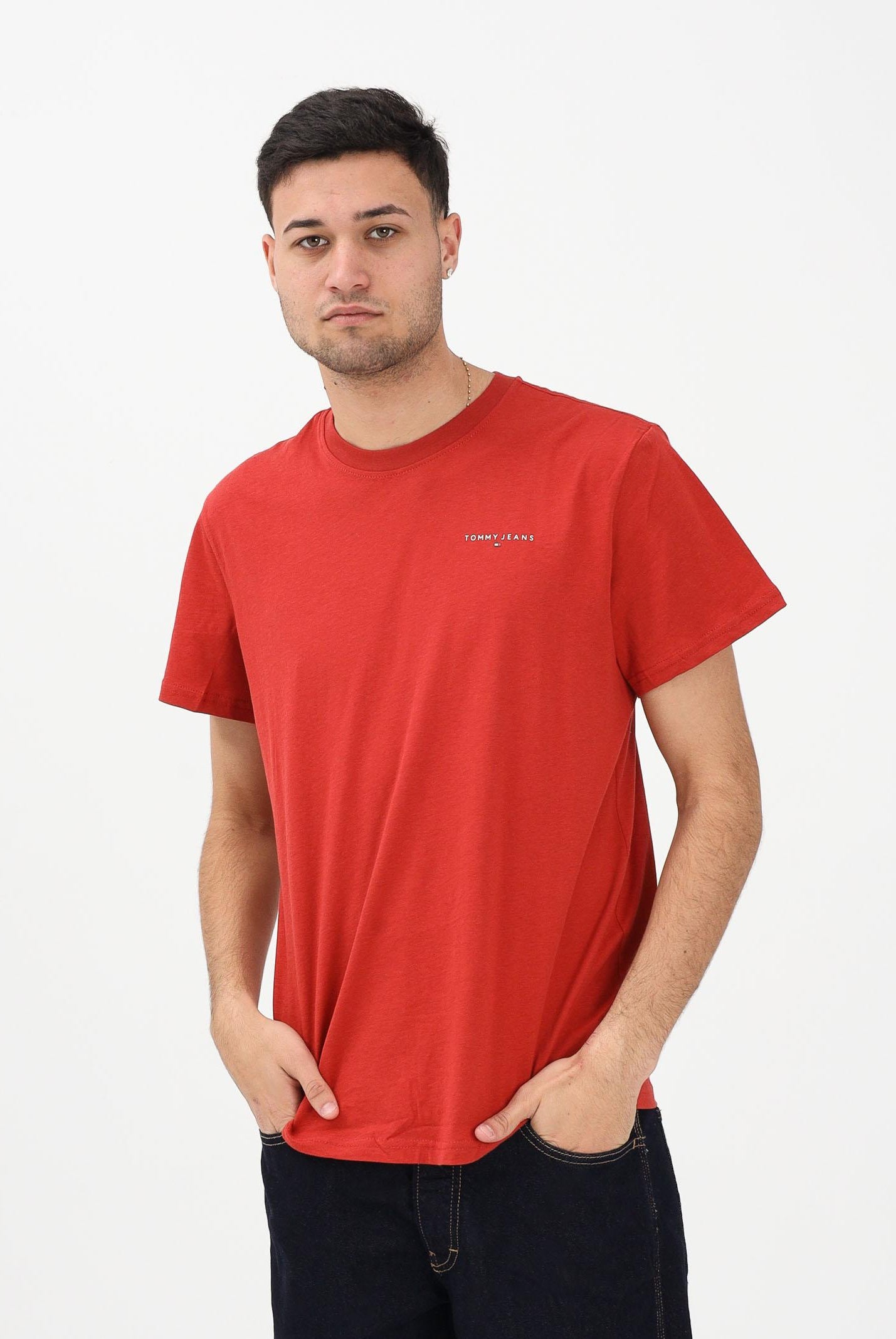 TOMMY JEANS T-shirt a manica corta terracotta da uomo con logo DM0DM21780 XL0 TOMMY JEANS