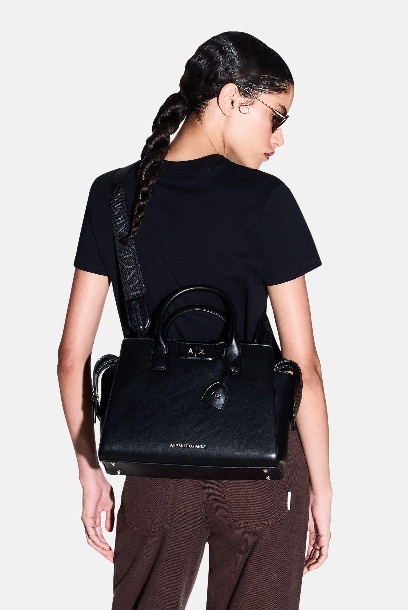 ARMANI EXCHANGE Borsa a mano nera da donna con logo XW002158AF19892 UC001 ARMANI EXCHANGE