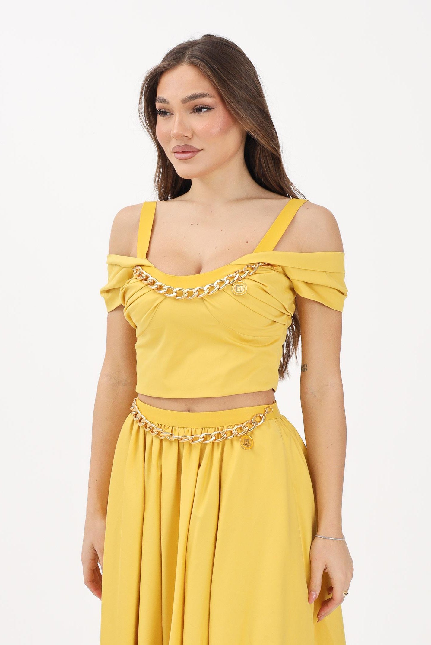 ELISABETTA FRANCHI Top giallo da donna con collana TO04861E2 EV4 ELISABETTA FRANCHI