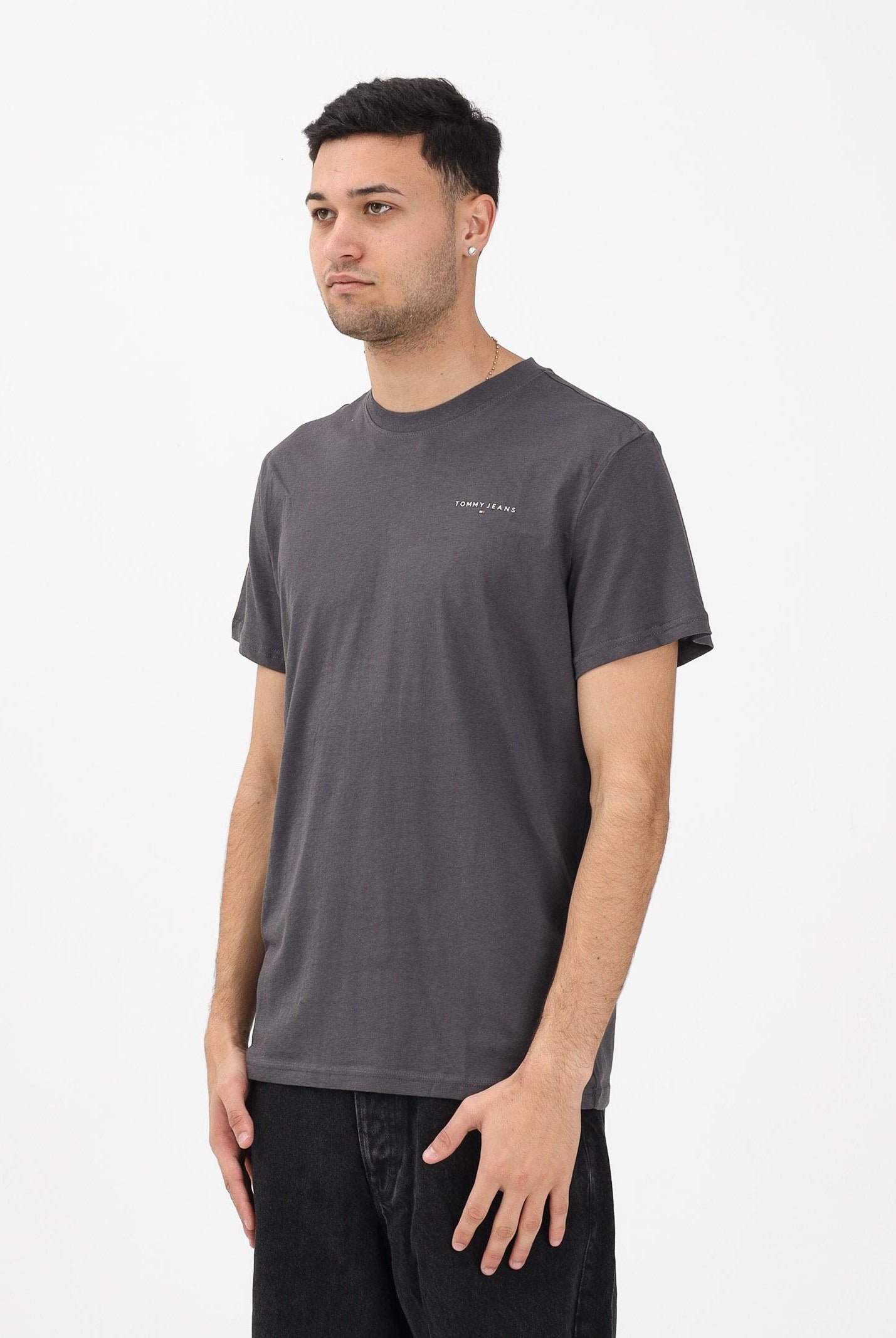 TOMMY JEANS T-shirt a manica corta grigia da uomo con logo DM0DM21780 PT2 TOMMY JEANS