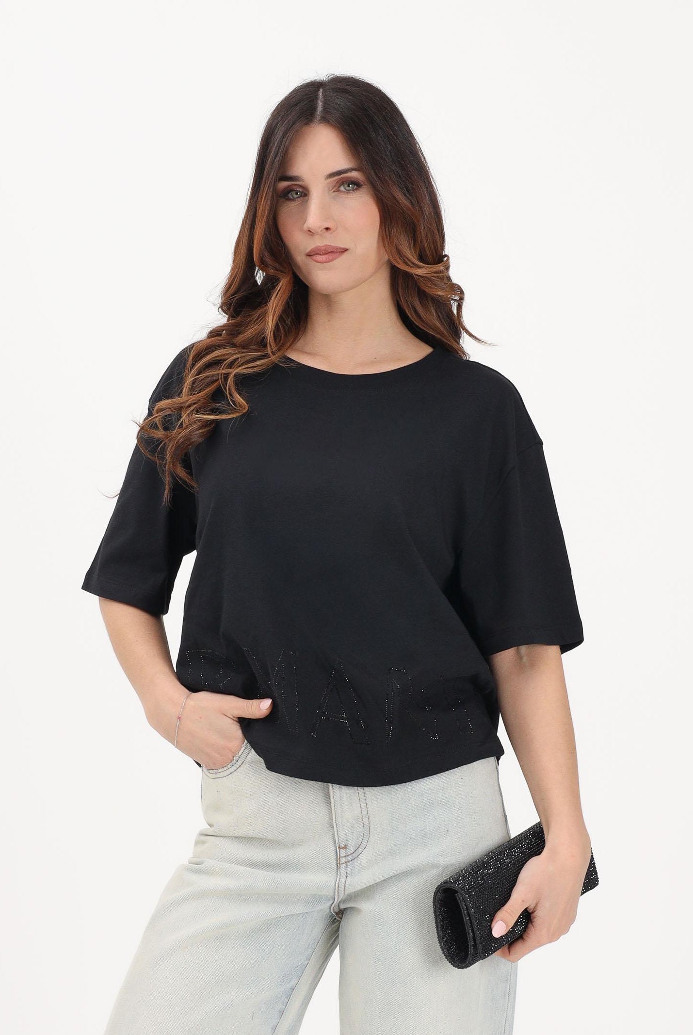 ARMANI EXCHANGE T-shirt a manica corta nera da donna con logo XW001709AF17172 UC001 ARMANI EXCHANGE