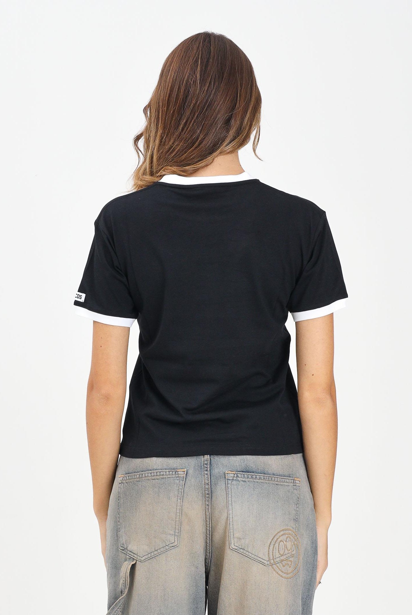 GCDS T-shirt a manica corta nera per uomo e donna con stampa Ti Amo GCDS A2OM2308JG4 99 GCDS