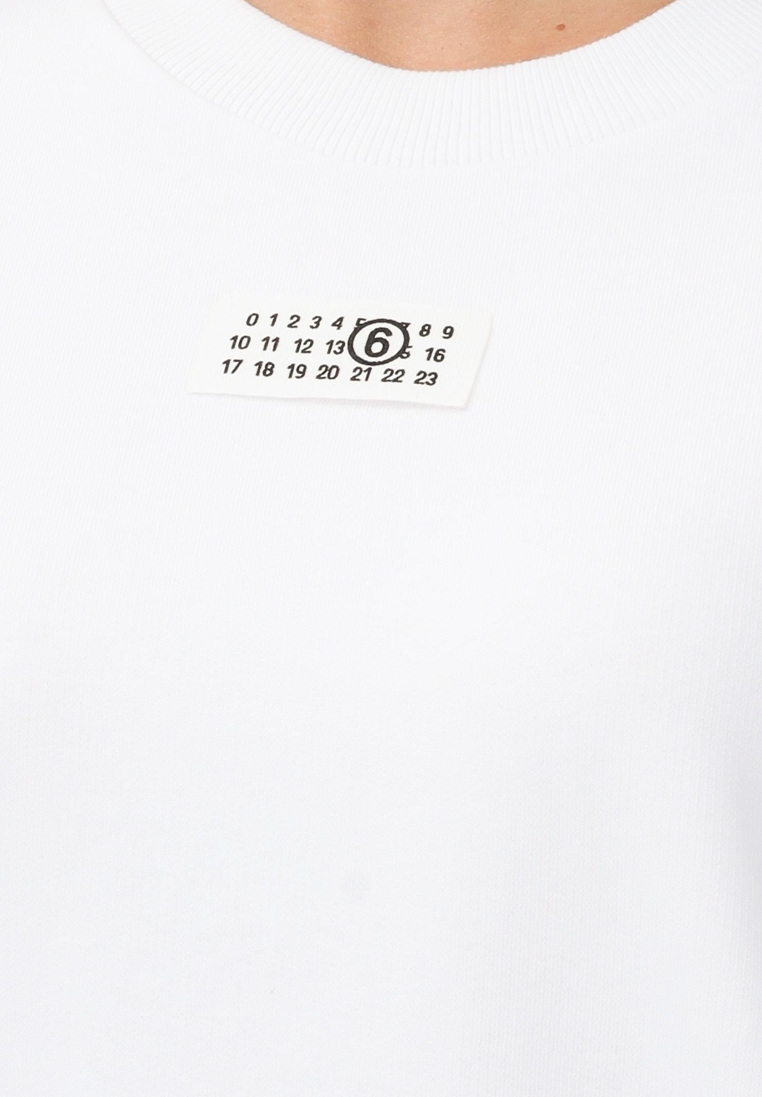 MAISON MARGIELA Felpa girocollo bianca per donna, ragazzi e bambini con logo M61011MM04H M6100 MAISON MARGIELA