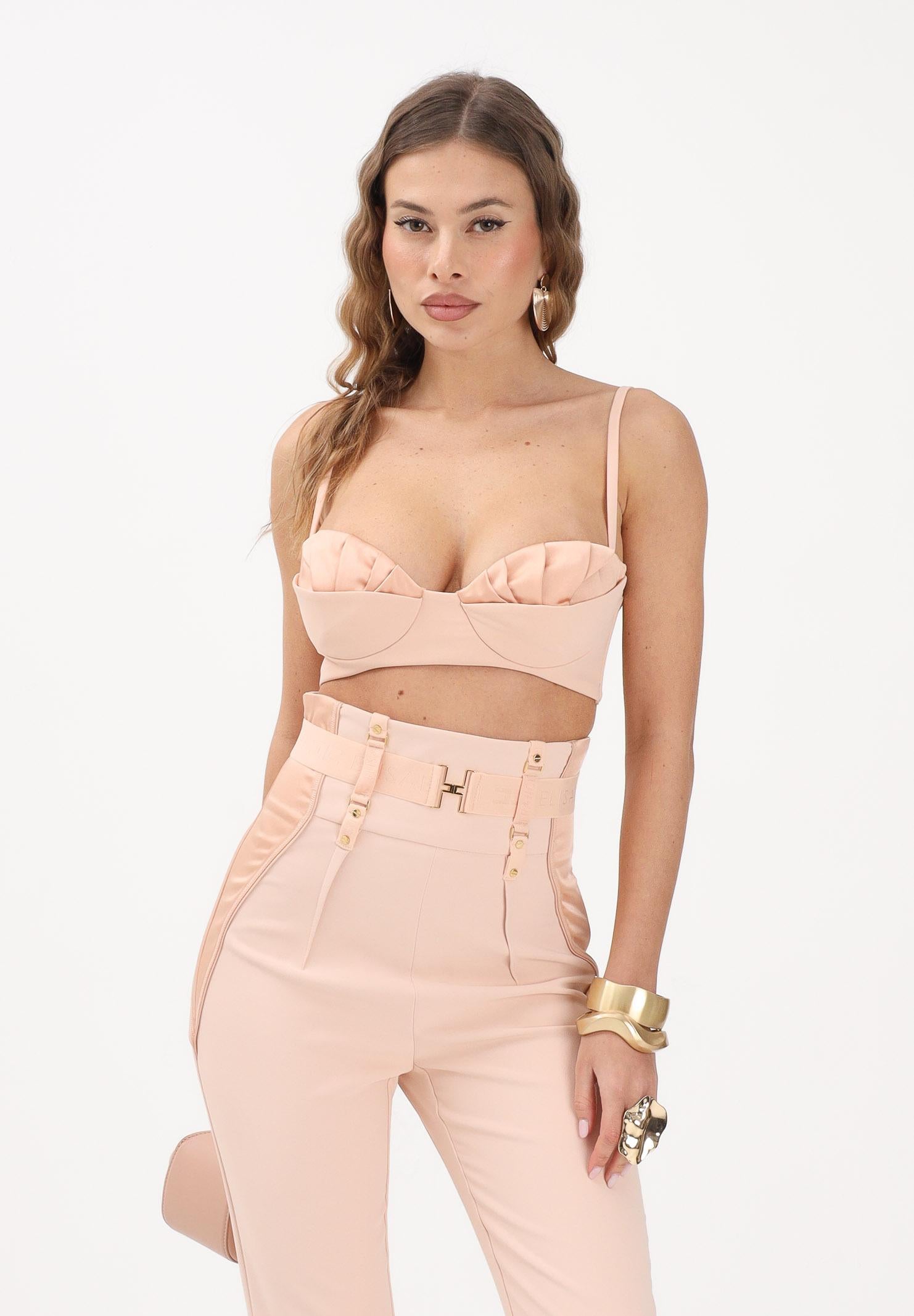 ELISABETTA FRANCHI Top nude da donna in crêpe leggero e raso RG01562E2 EA1 ELISABETTA FRANCHI