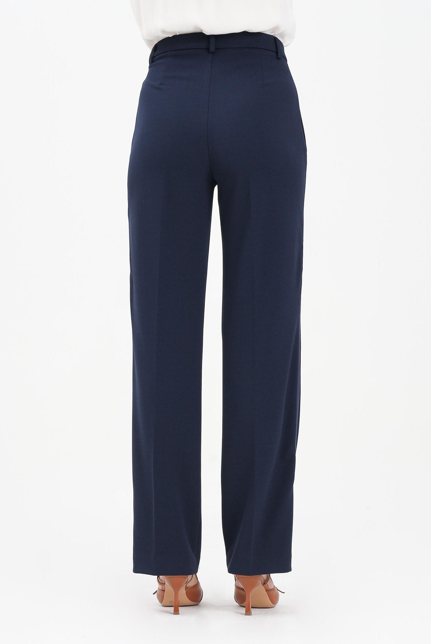 VICOLO Pantalone elegante blu da donna con bande laterali in raso TF0305 A89 VICOLO