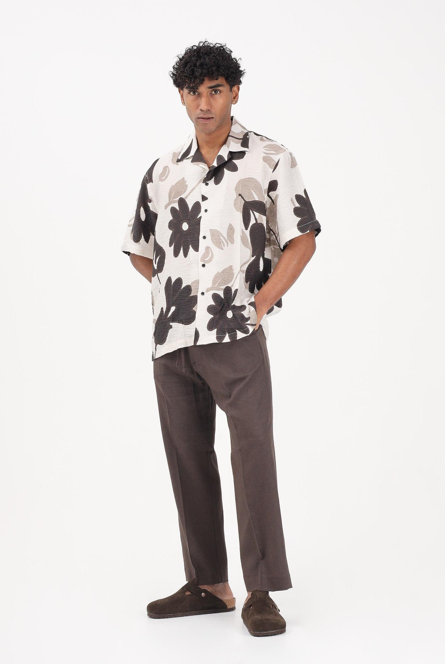 I'M BRIAN Pantalone in lino marrone da uomo PA3702 020 I'M BRIAN