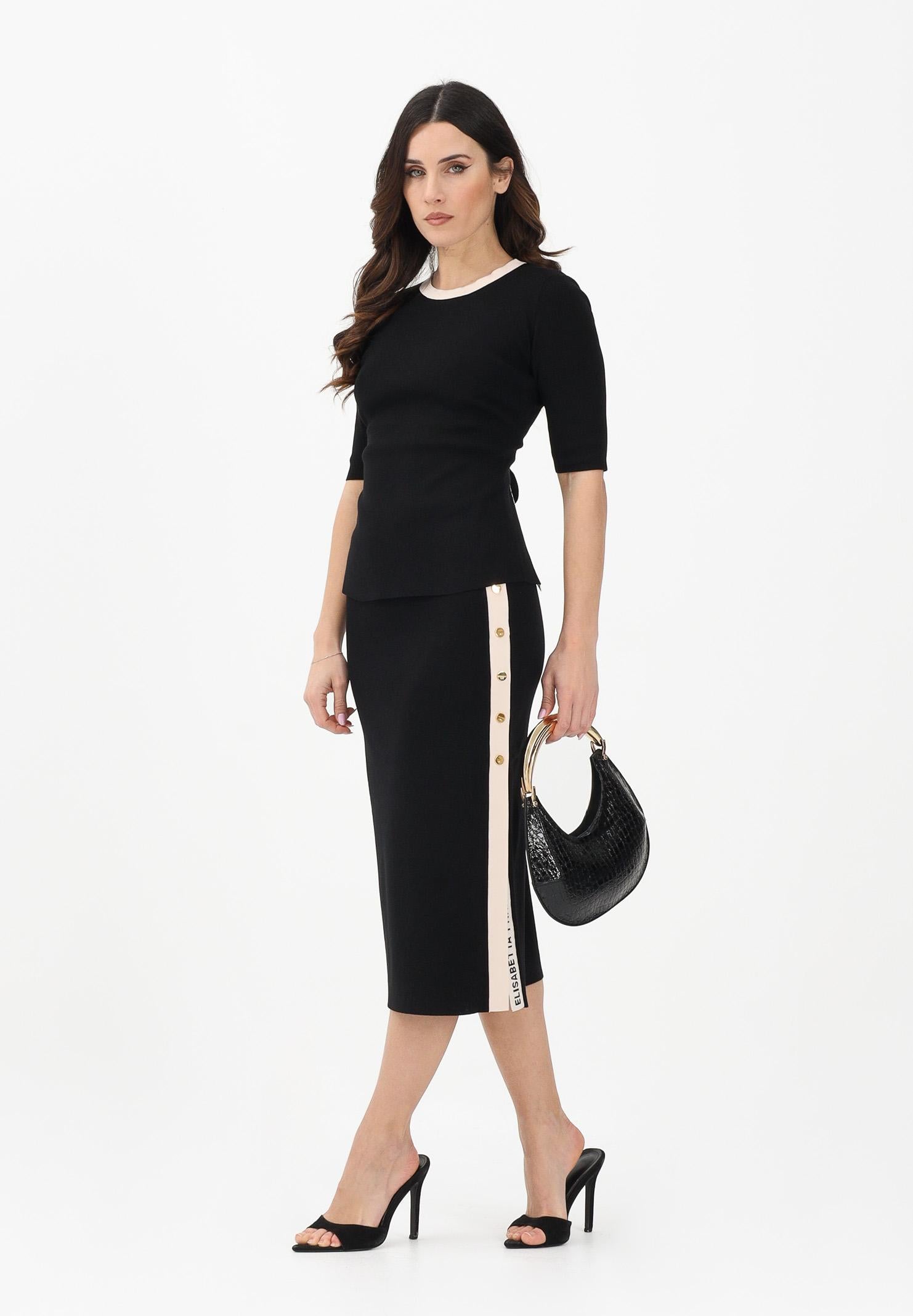 ELISABETTA FRANCHI Gonna midi in maglia nera da donna GK27S61E2 685 ELISABETTA FRANCHI
