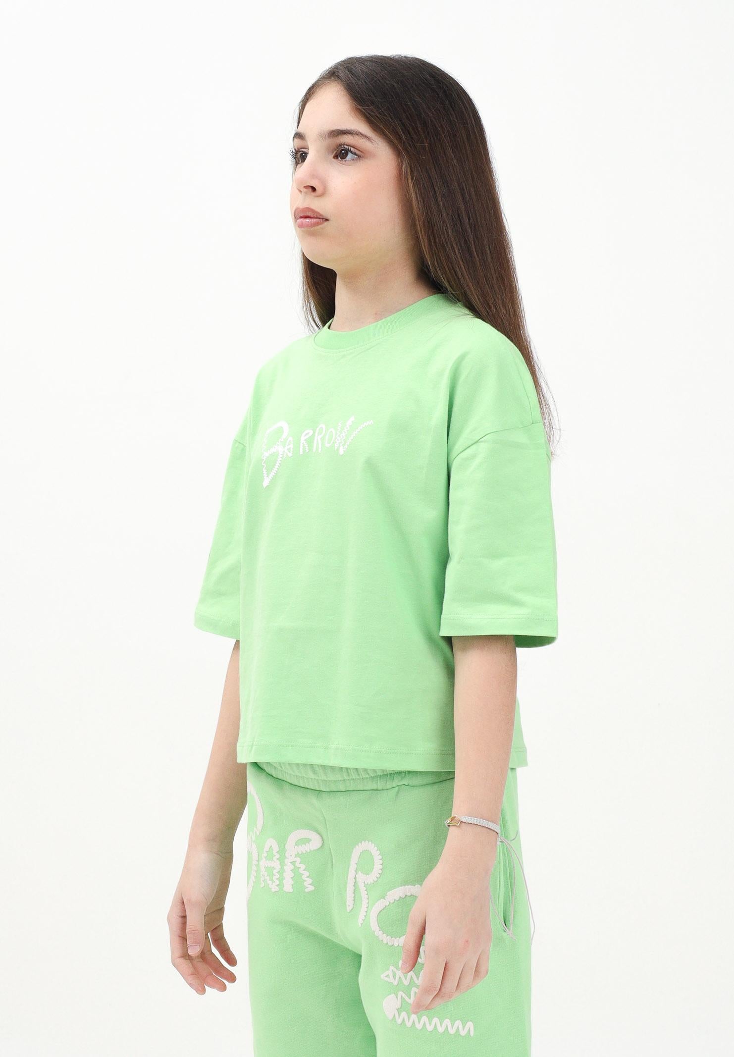 BARROW T-shirt a manica corta verde per donna e bambina con ricamo logo S5BKJGTH149 081 BARROW