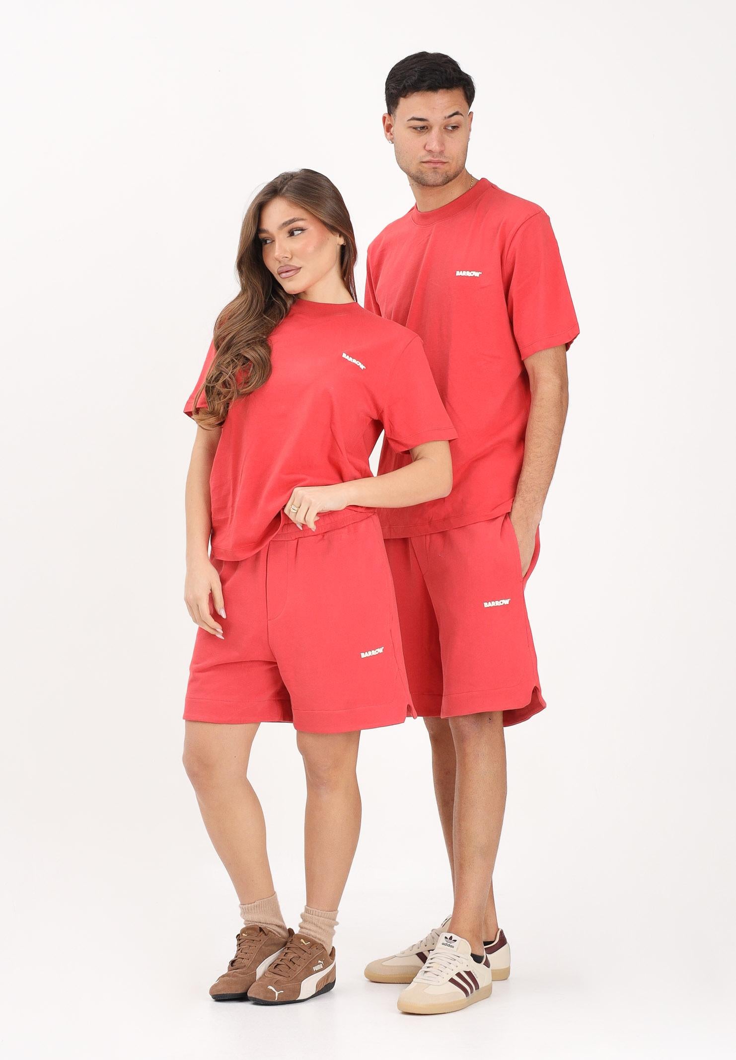 BARROW Shorts sportivo rosso corallo per uomo e donna con logo S6BWUABE009 040 BARROW