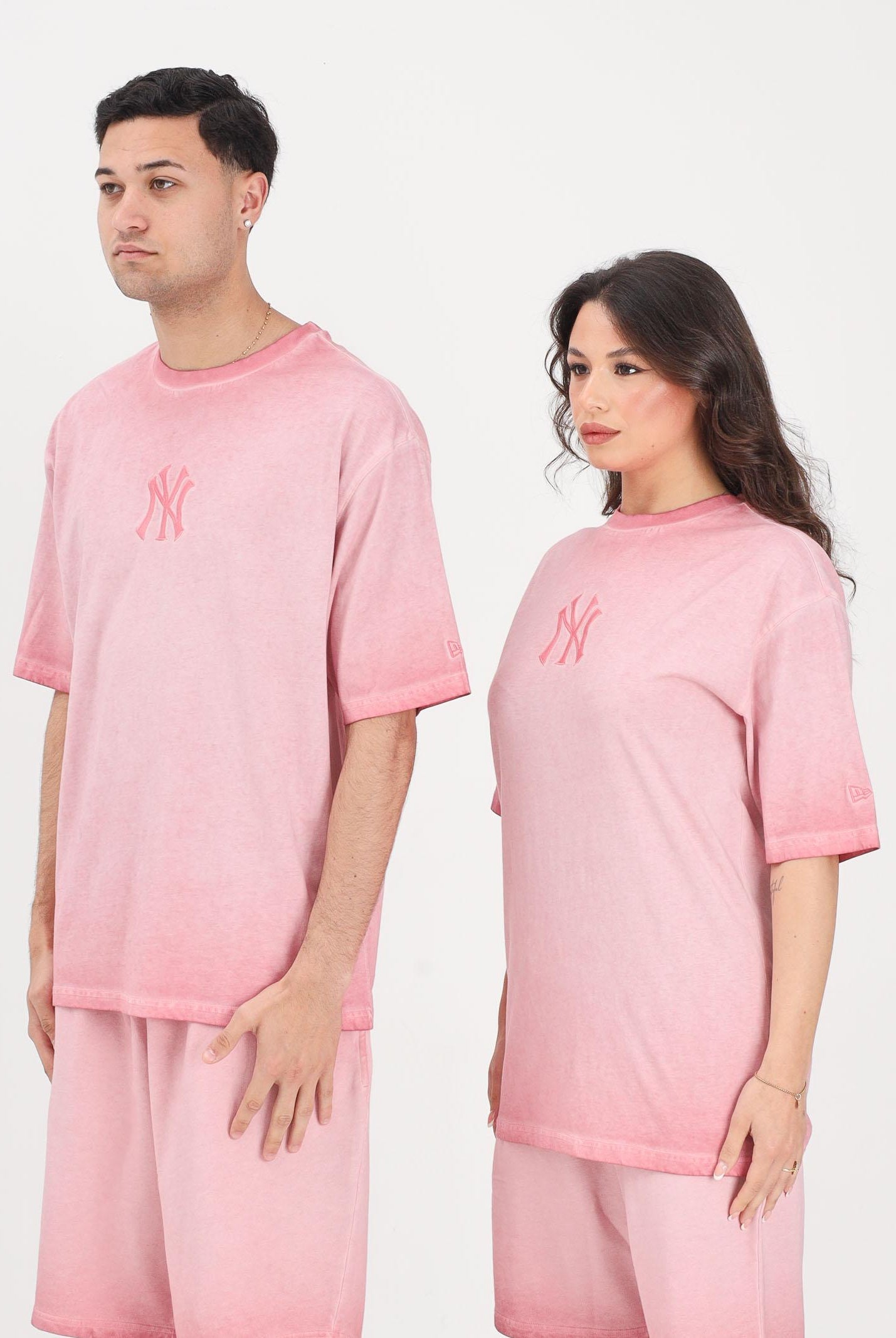 NEW ERA T-shirt a manica corta New York Yankees MLB Washed Logo rosa per uomo e donna 60856151 . NEW ERA