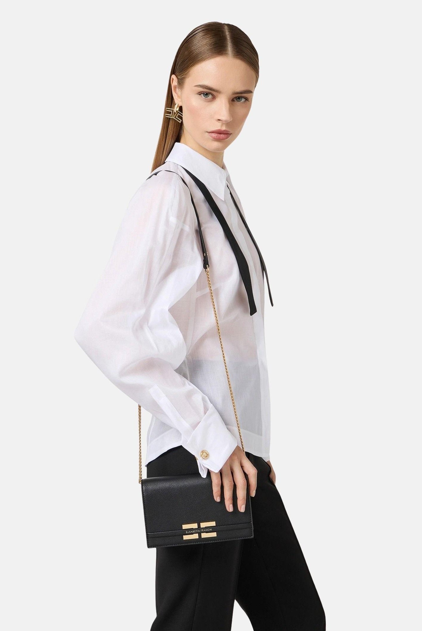 ELISABETTA FRANCHI Pochette nera da donna con logo BS40A61E2 110 ELISABETTA FRANCHI