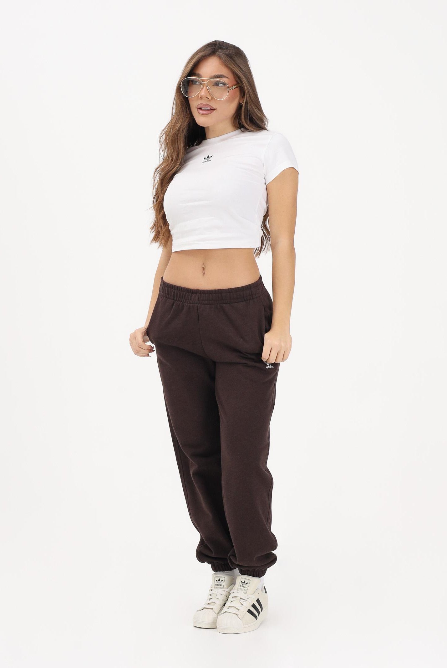 ADIDAS ORIGINALS Pantalone sportivo Essentials French Terry Regular Cuffed marrone da donna KC9071 . ADIDAS ORIGINALS