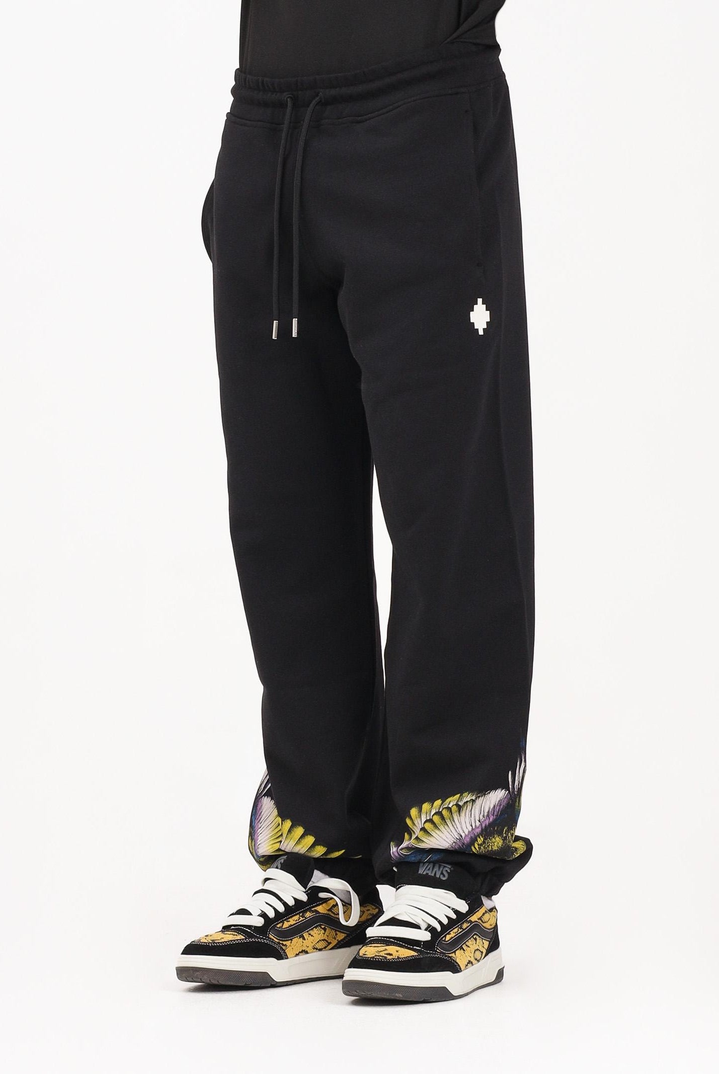 MARCELO BURLON COUNTY OF MILAN Pantalone sportivo nero da uomo con stampa F5CAMAFP060 110 MARCELO BURLON COUNTY OF MILAN