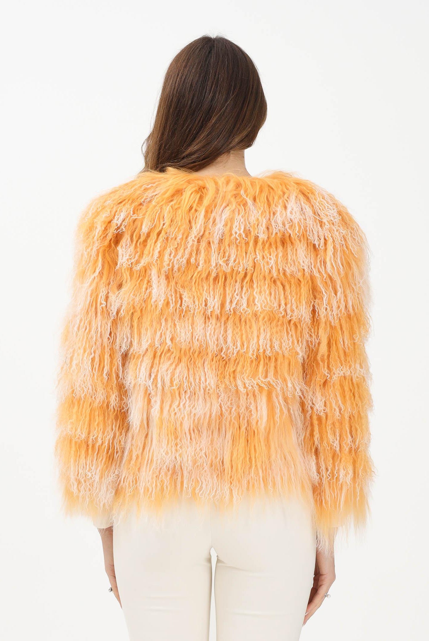 MEHRAN Pelliccia arancione da donna con sfumature chiare 25152ORAWHT ORAWHT MEHRAN