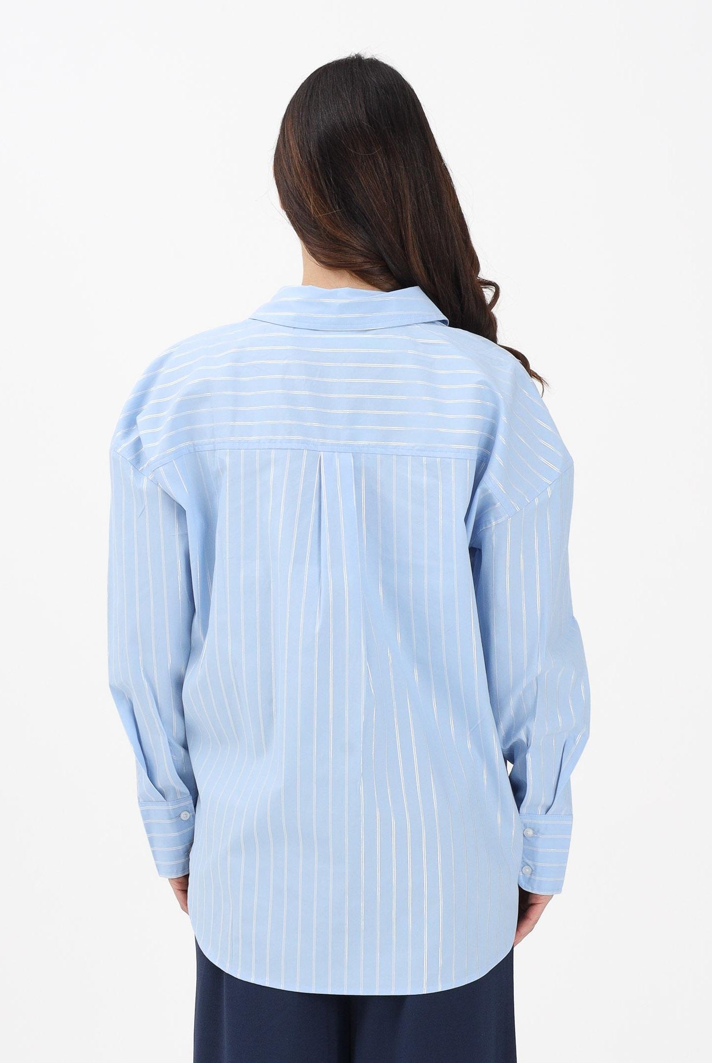 JDY Camicia a manica lunga azzurra da donna con sottili righe verticali 15359455 CHBL JDY