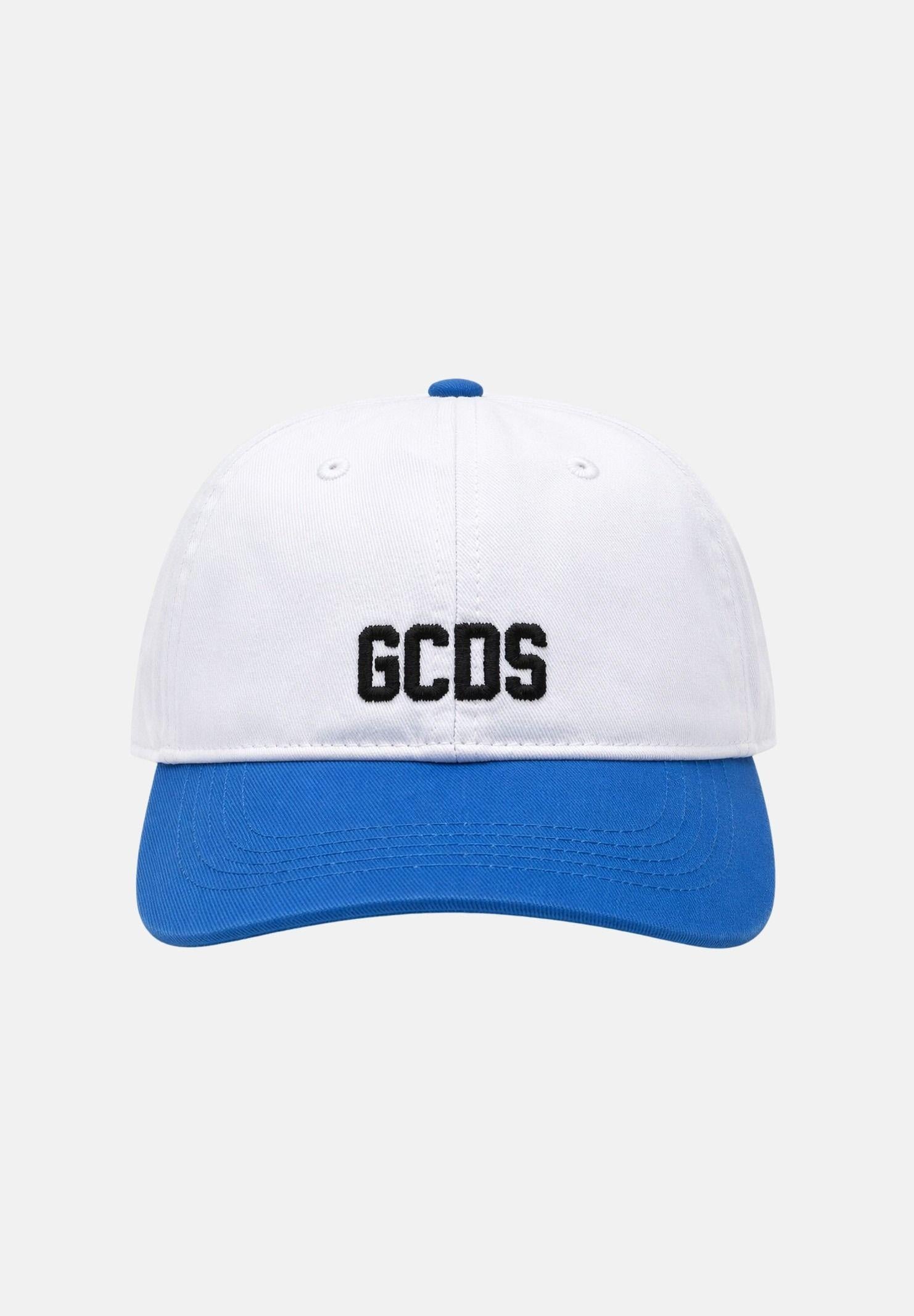 GCDS Cappello con visiera bianco e azzurro per uomo e donna con logo C1UJQN713T800 100E GCDS
