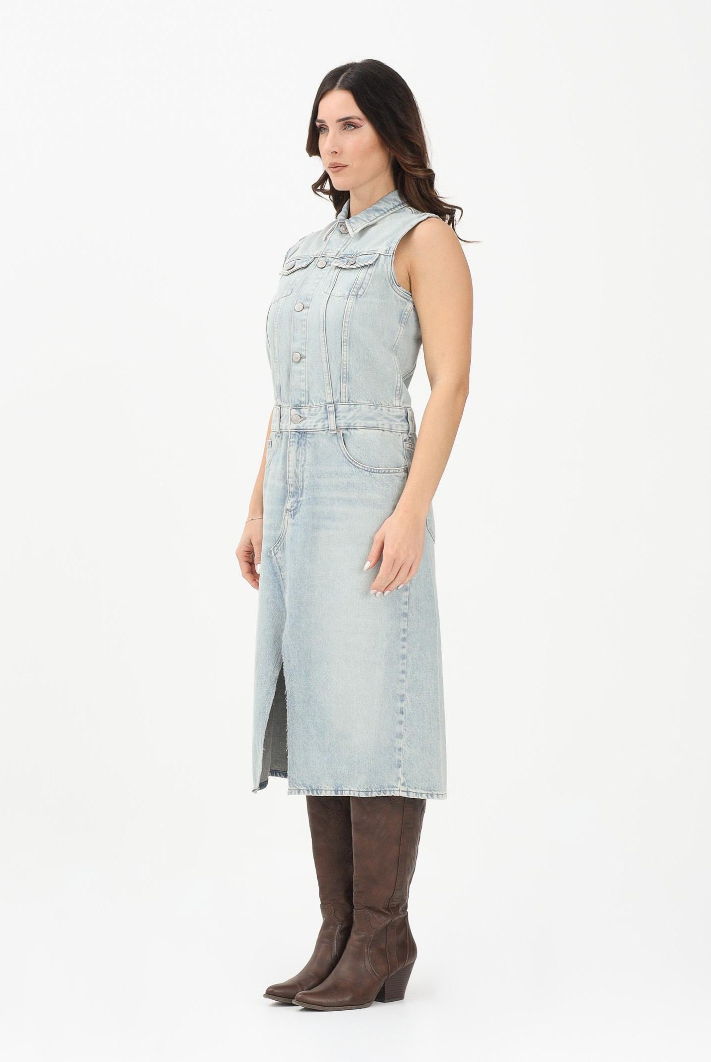 MAISON MARGIELA Abito midi in denim chiaro per donna, ragazze e bambine M60940MM06Y M601 MAISON MARGIELA