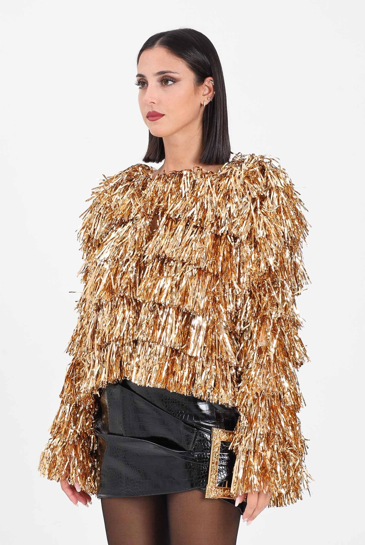 TPN Giacca oro da donna interamente ricoperta da frange ANDERSON402W5 U0 TPN