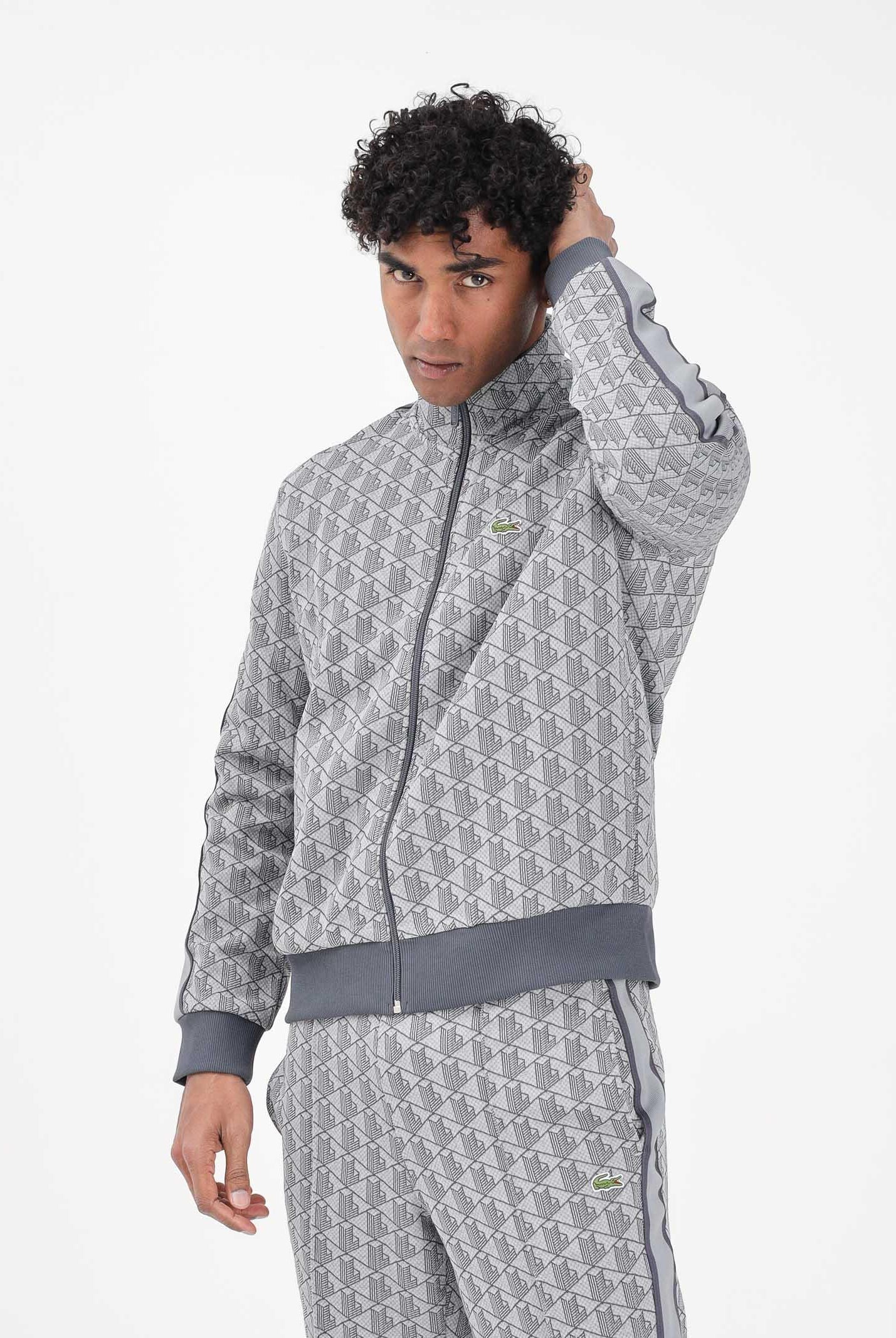 LACOSTE Felpa con zip Paris grigia da uomo SH1368 41I LACOSTE