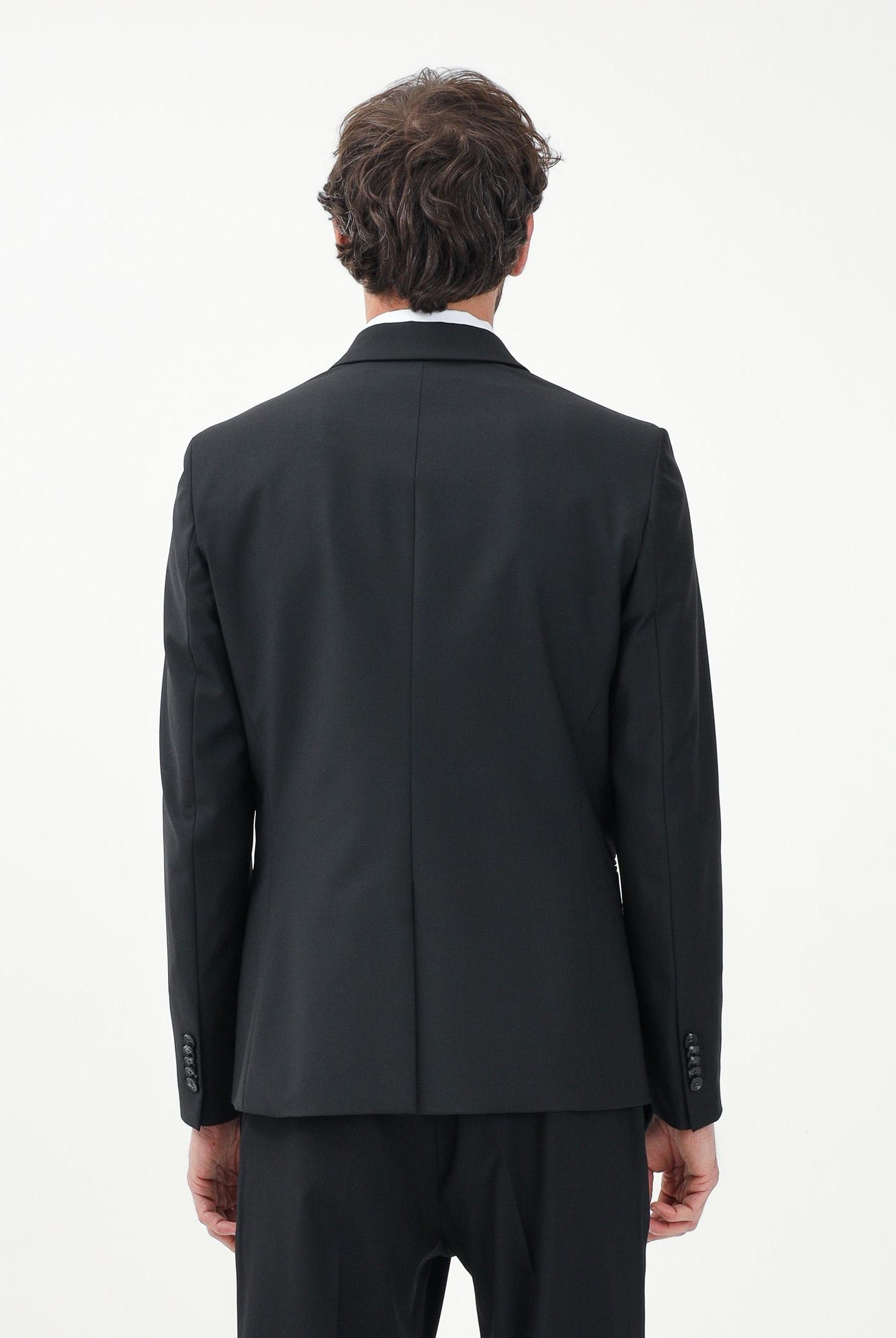 PATRIZIA PEPE Giacca monopetto nera da uomo con rever in raso 5SB661/A1WK J2W2Black - Black PATRIZIA PEPE