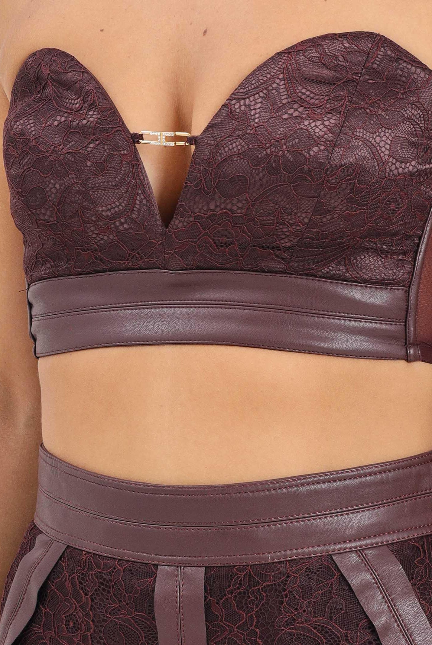 ELISABETTA FRANCHI Corpetto bordeaux da donna in pizzo floreale RG00257E2 EA4 ELISABETTA FRANCHI