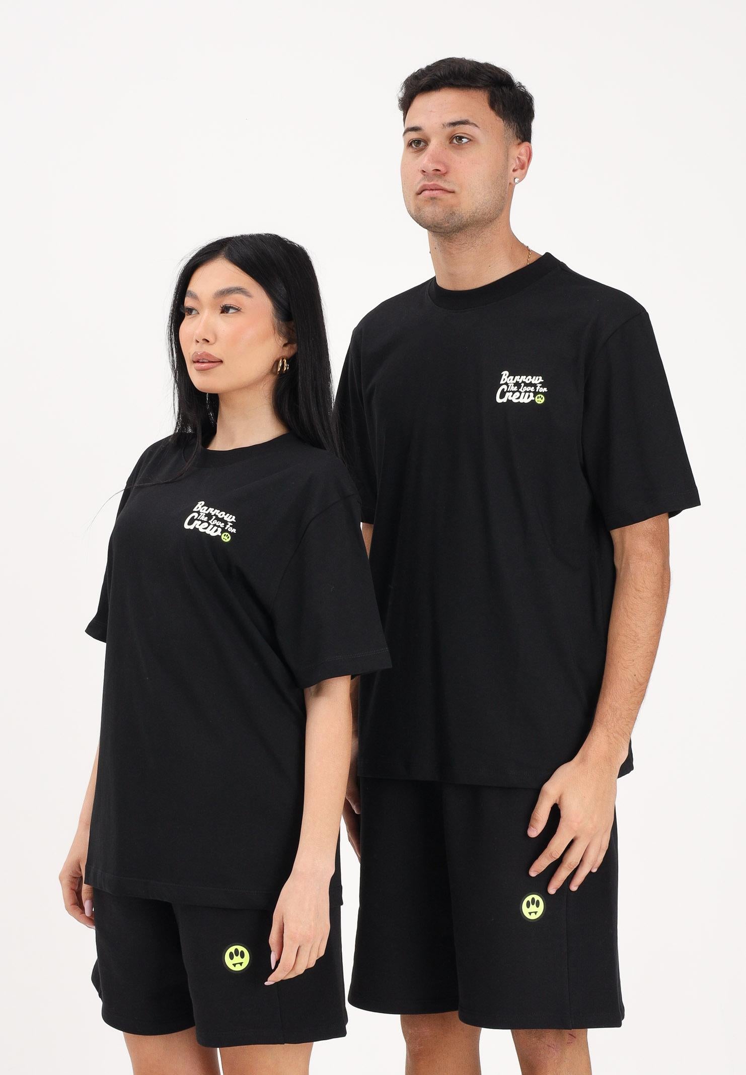 BARROW T-shirt a manica corta nera per uomo e donna con stampa sul retro S6BWUATH077 110 BARROW