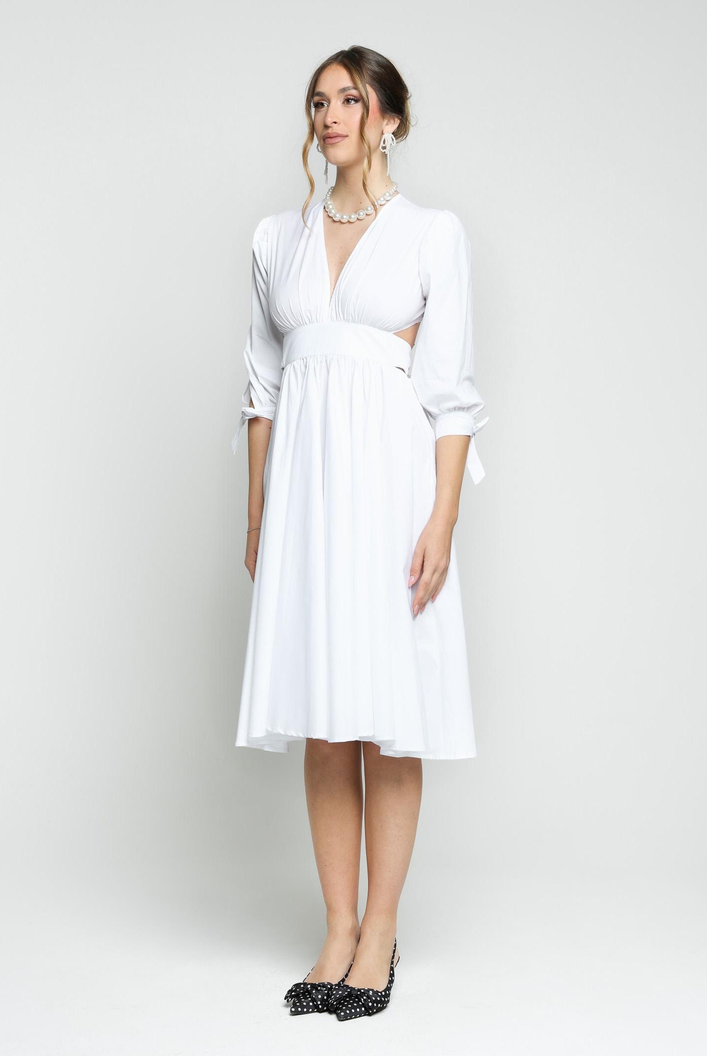 SANTAS Abito midi TIRAMISU' bianco da donna PV25019 BIANCO SANTAS