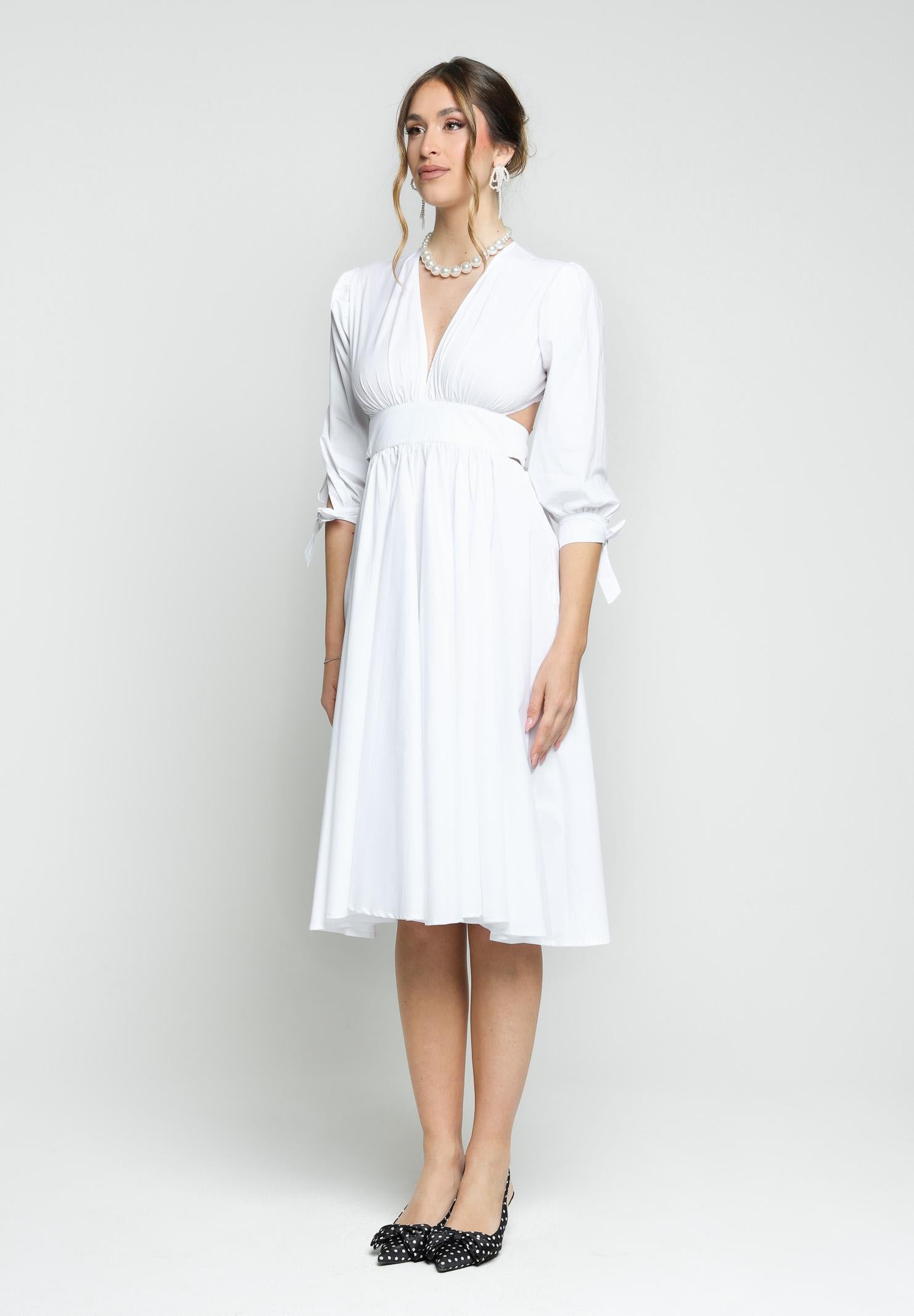 SANTAS Abito midi TIRAMISU' bianco da donna PV25019 BIANCO SANTAS