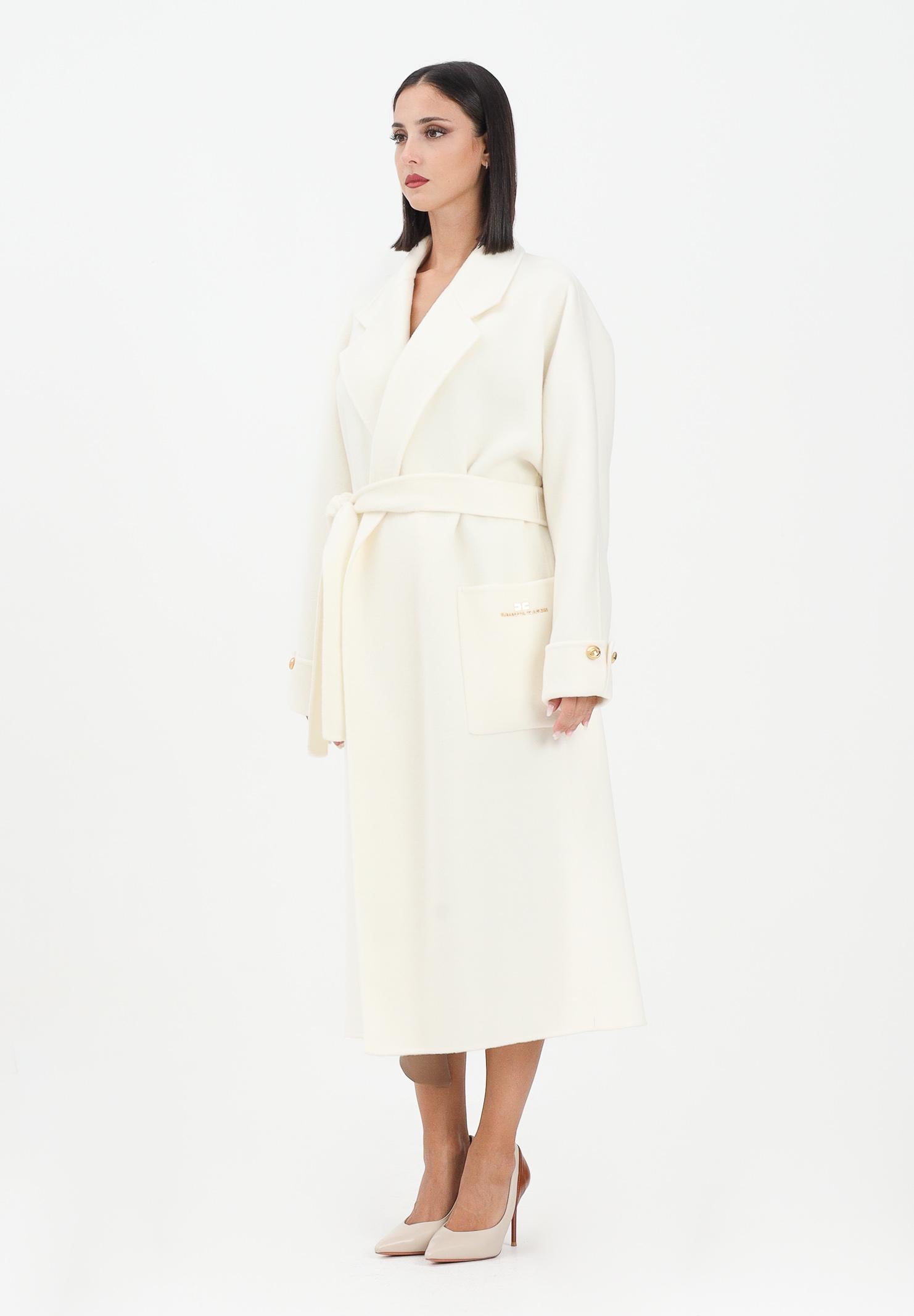 ELISABETTA FRANCHI Cappotto a vestaglia in panno panna da donna CP68D56E2 DZ9 ELISABETTA FRANCHI