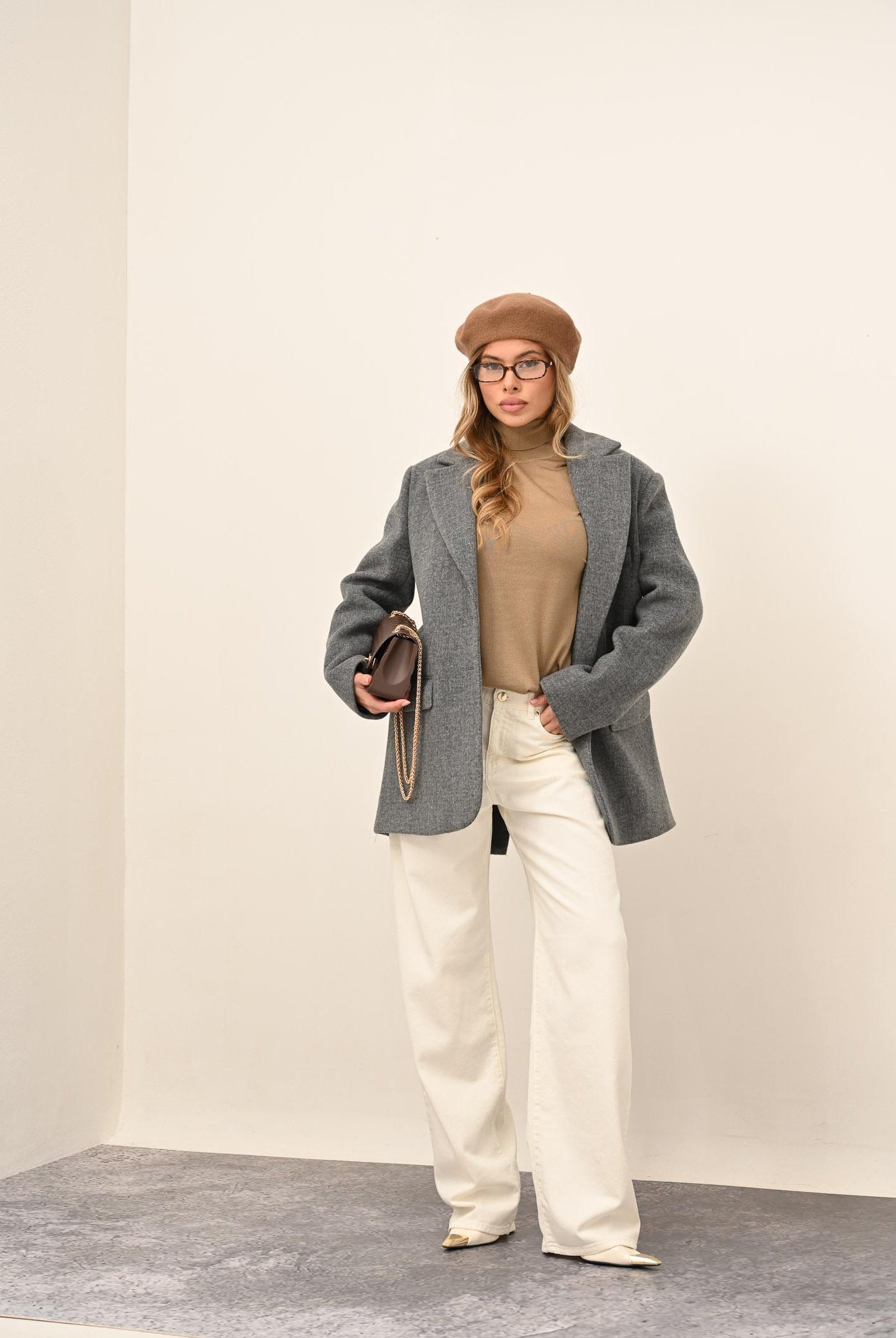 SANTAS Cappotto corto LUMIÈRE grigio da donna PV2620 GR SANTAS