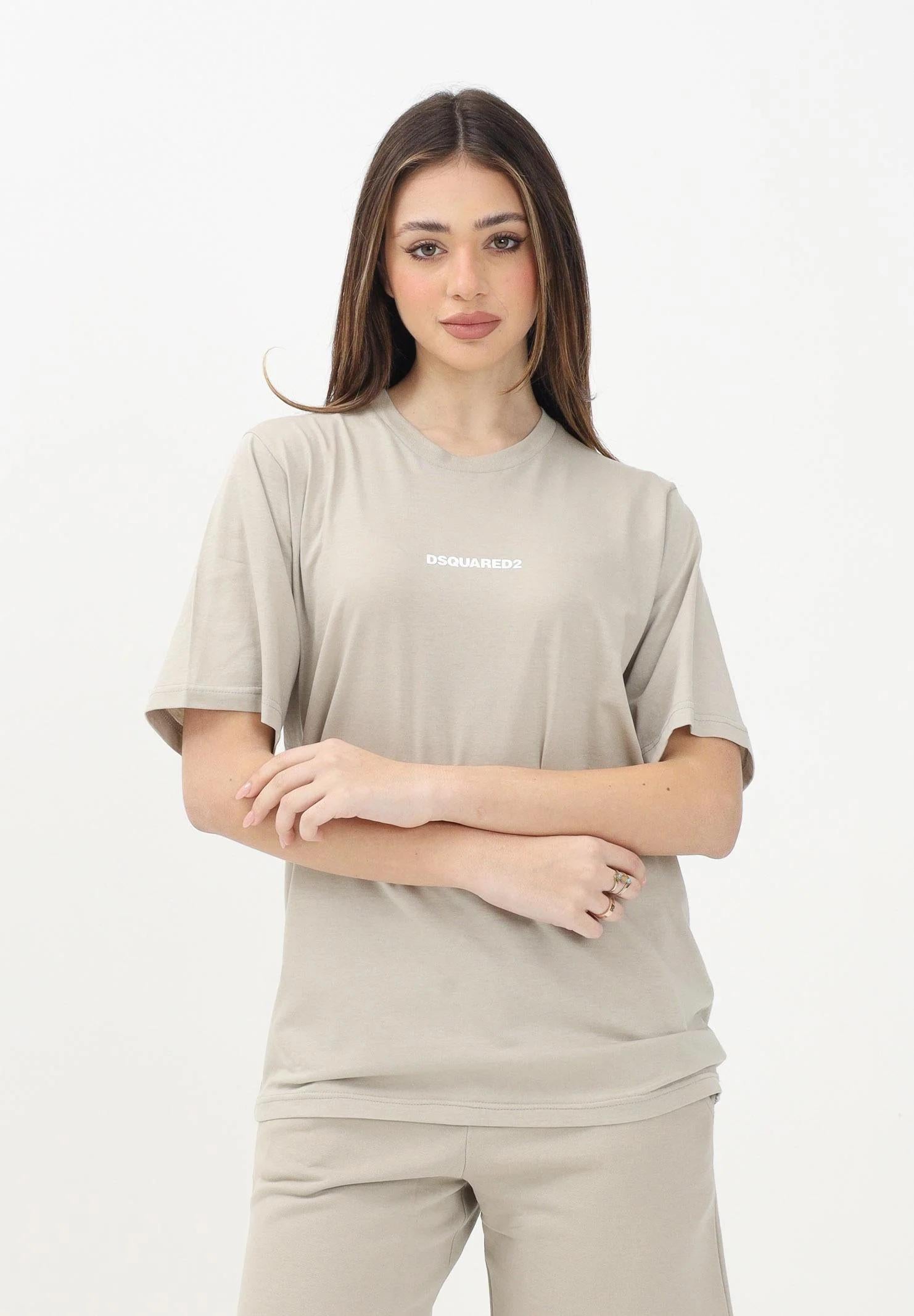 DSQUARED2 T-shirt a manica corta beige per donna, ragazzi e bambini con logo DSQUARED2 DQ2823D004G DQ717 DSQUARED2