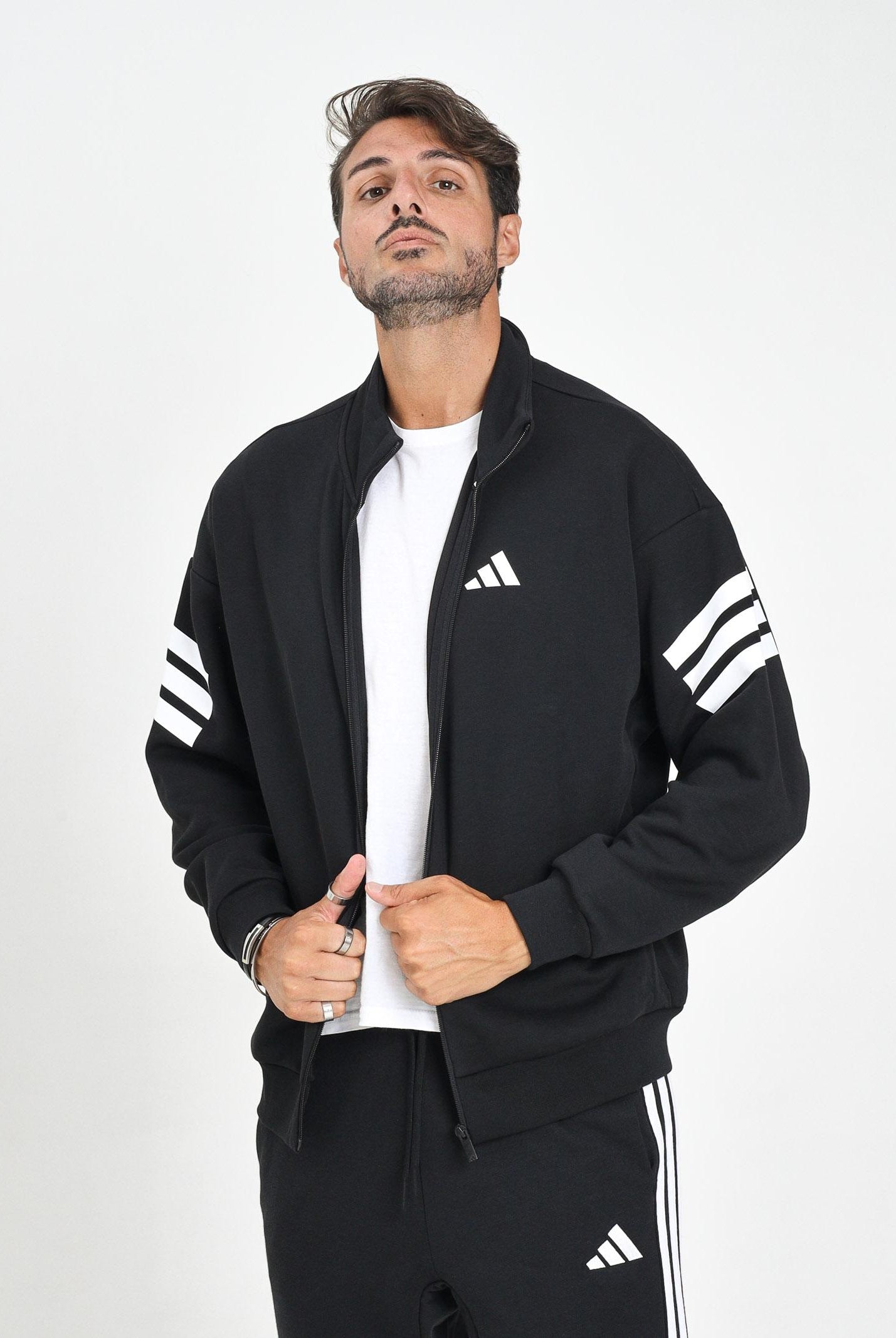 ADIDAS PERFORMANCE Felpa con zip Future Icons 3-Stripes nera da uomo JD4885 . ADIDAS PERFORMANCE